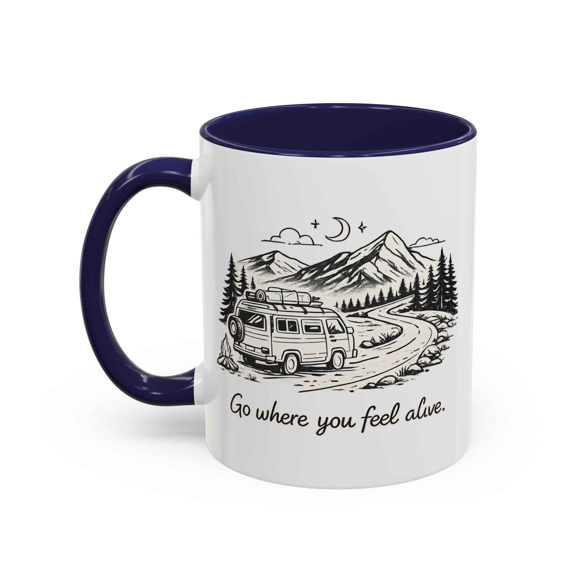 Accent Coffee Mug (11, 15oz) — "Go Where You Feel Alive" Design Minimal-Line