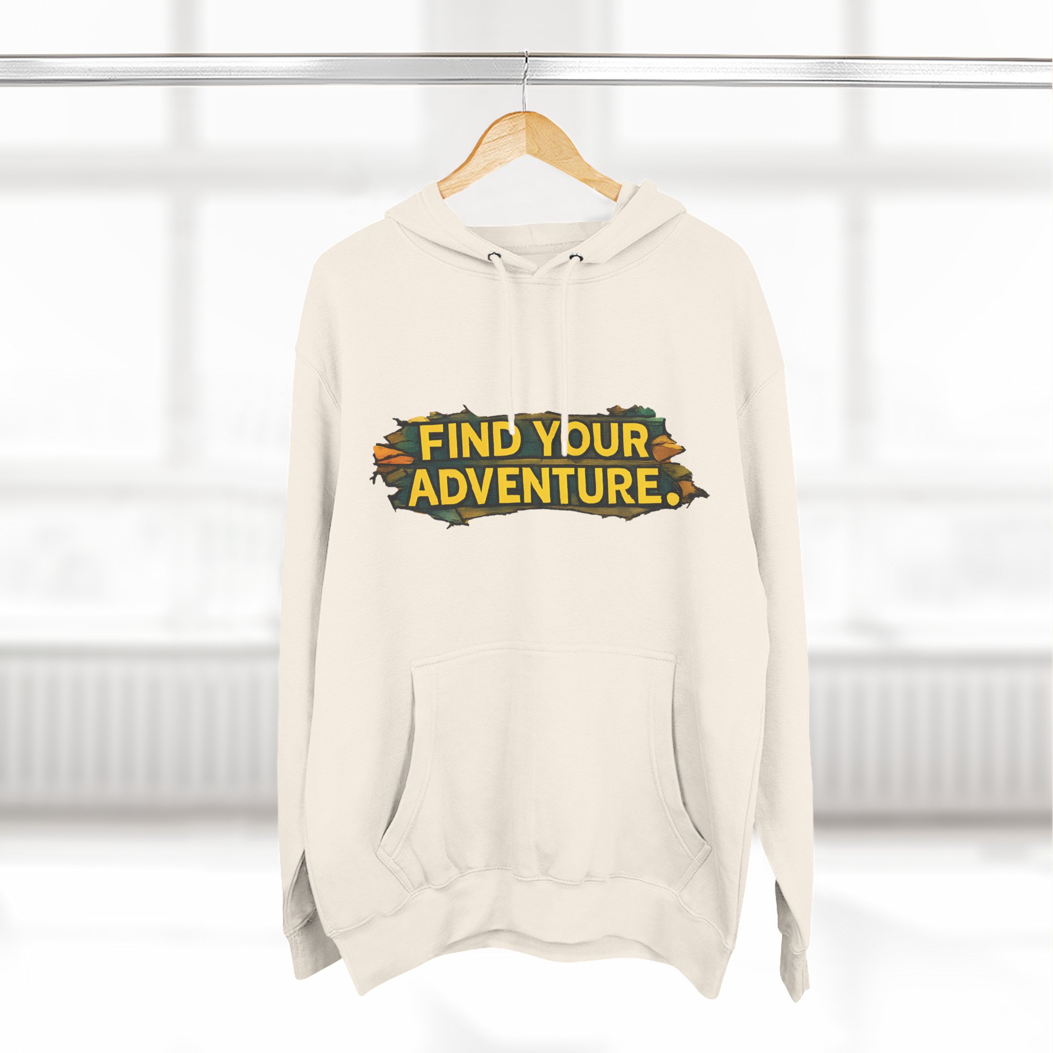 Three-Panel Fleece Hoodie - ""Find Your Adventure"" Design Cubic-Line