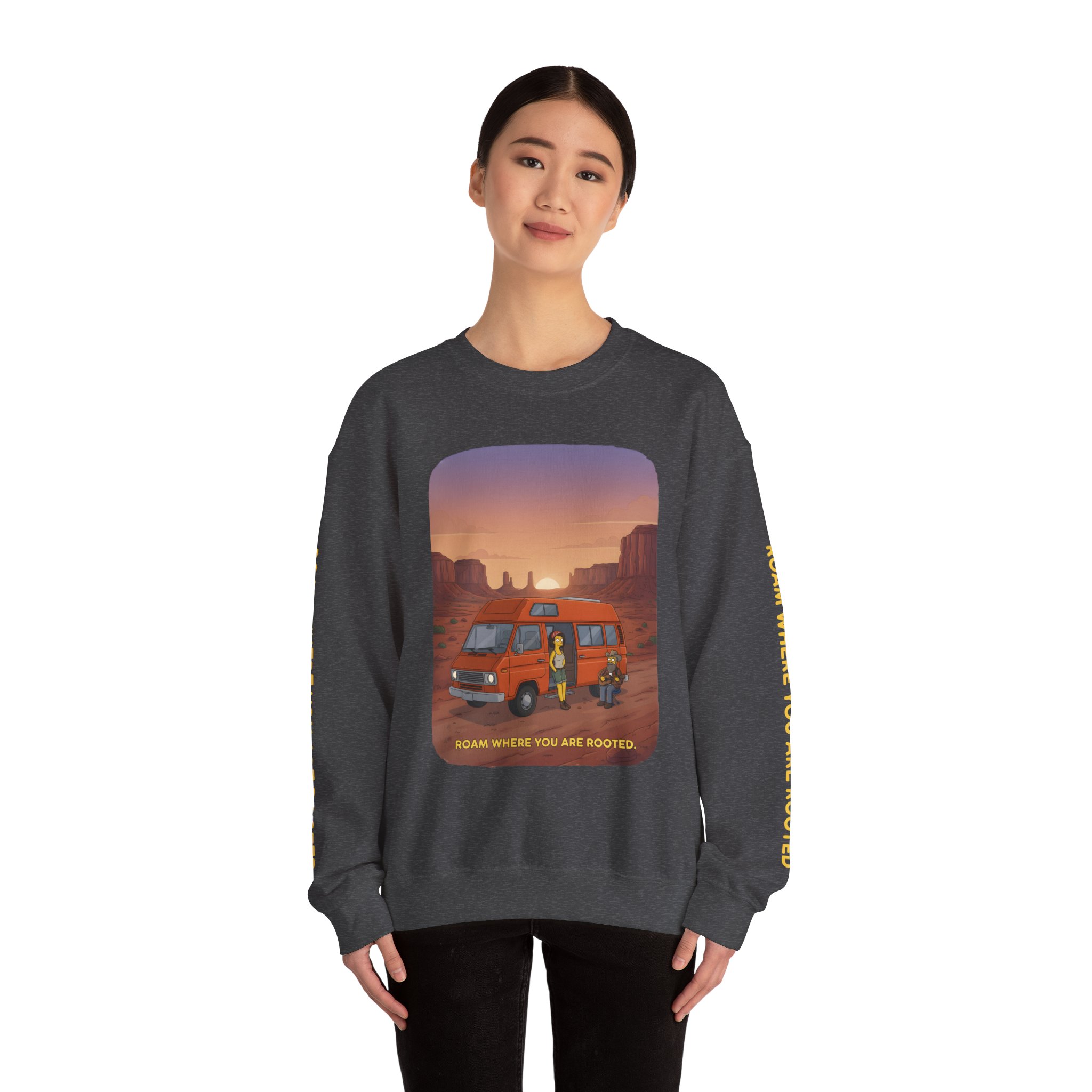 3025884747010494845_2048.jpeg Unisex Heavy Blend™ Crewneck Sweatshirt — "Roam Where You Are Rooted" Design Sitcom-Line
