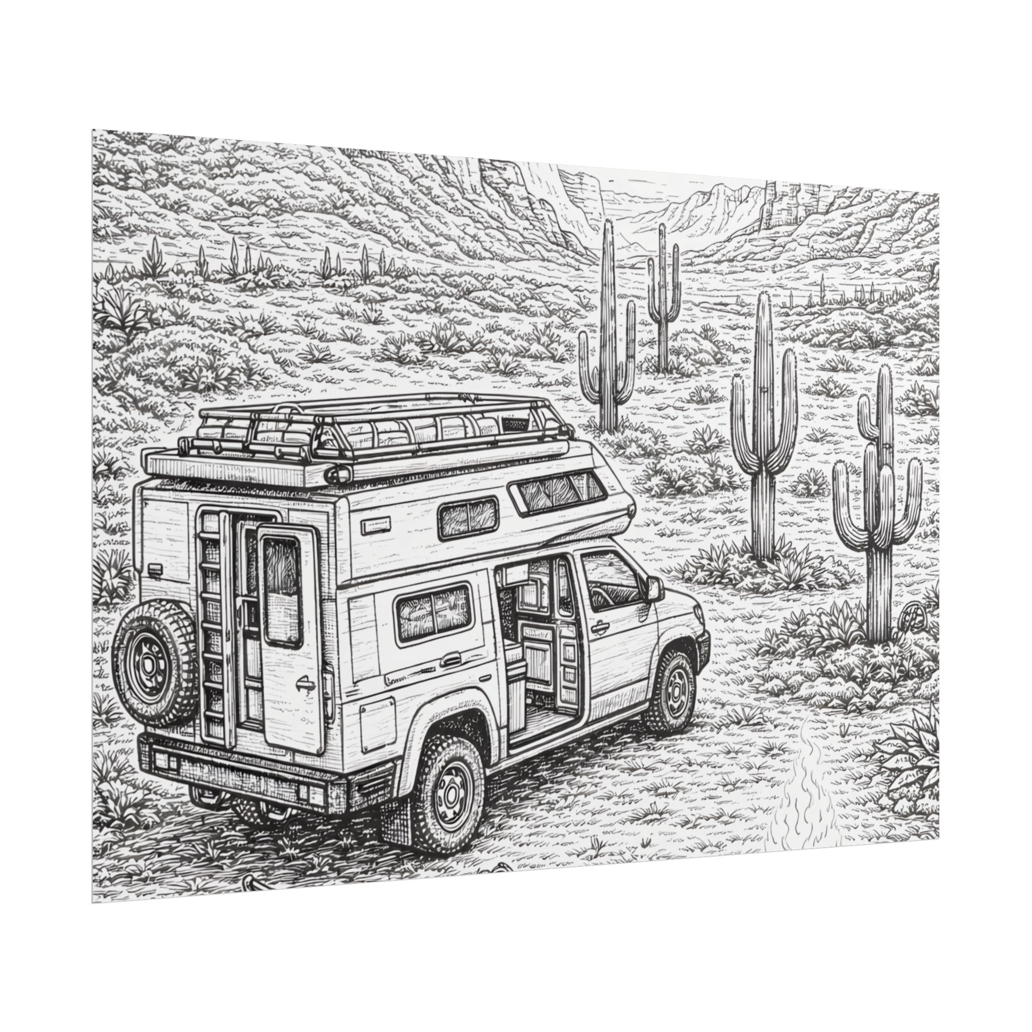 Campervan Poster — Vintage RV Camping Landscape Wall Art