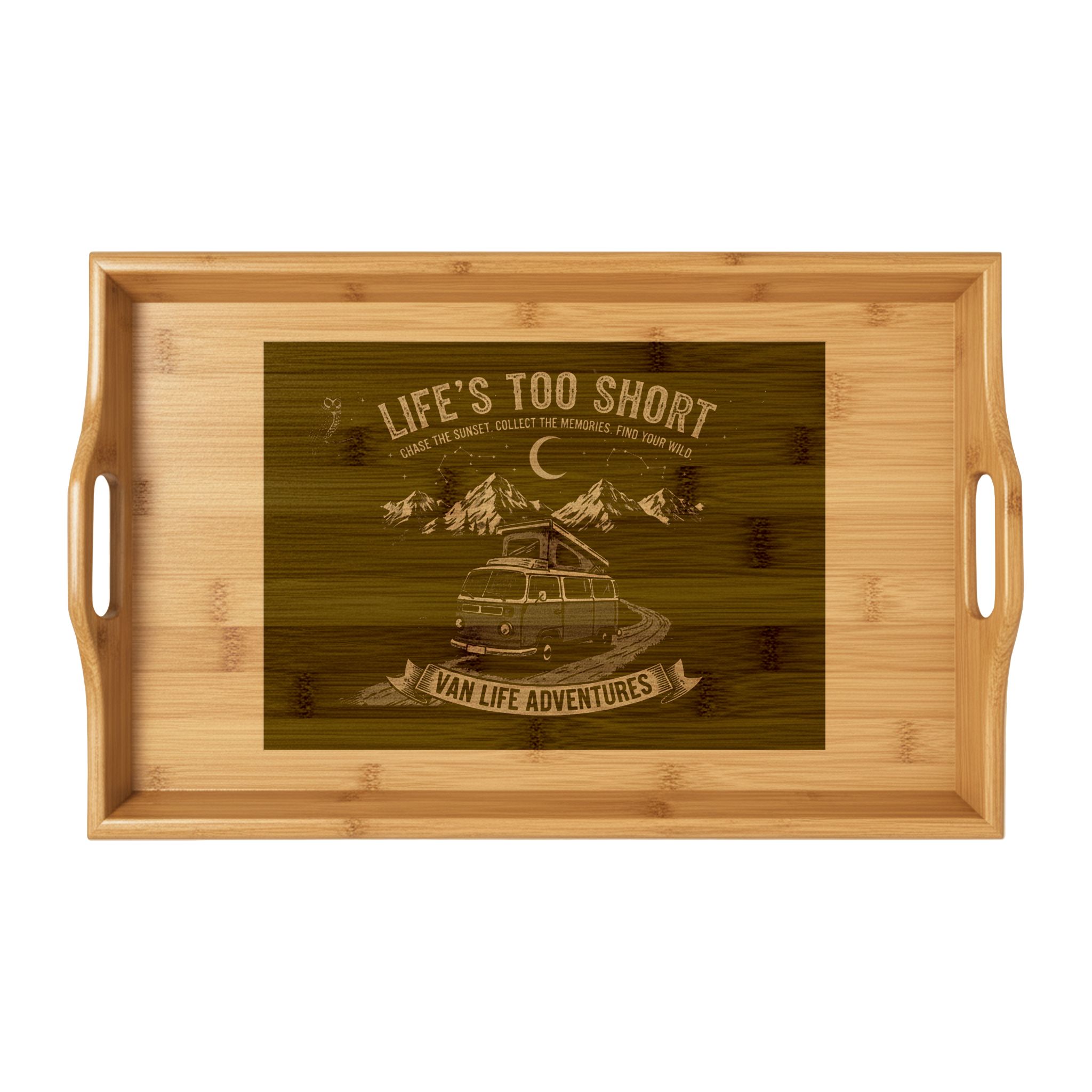 3030565065597502807_2048_custom-3.jpeg Serving Tray — "Life Is To Short-Van Life Adventures" Engraved Camper Tray