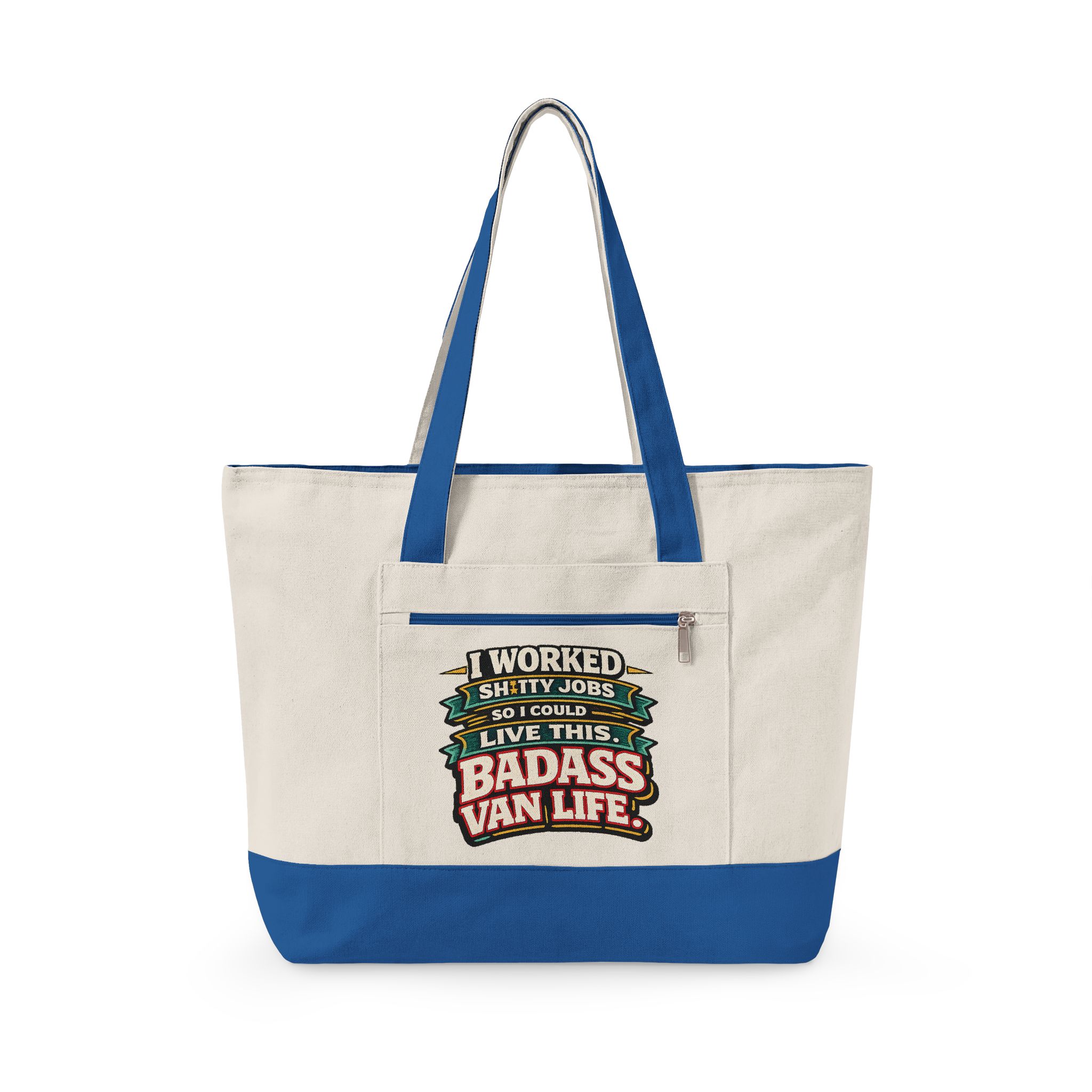 Zippered Canvas Tote — "I worked Shitty Jobs" (Design F**K-Line)