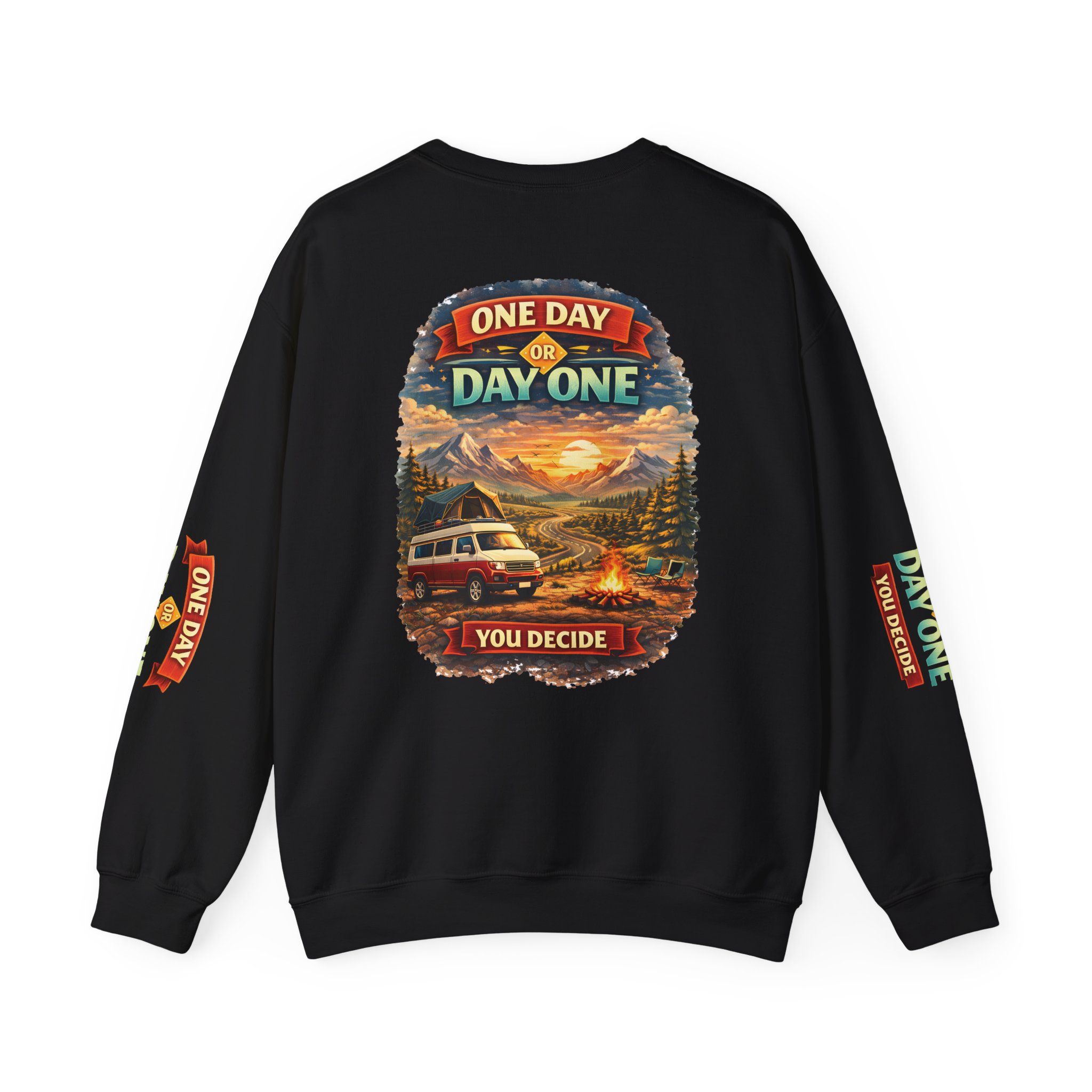 Unisex Heavy Blend™ Crewneck Sweatshirt — "One Day Or Day One" Design Scenic-Line