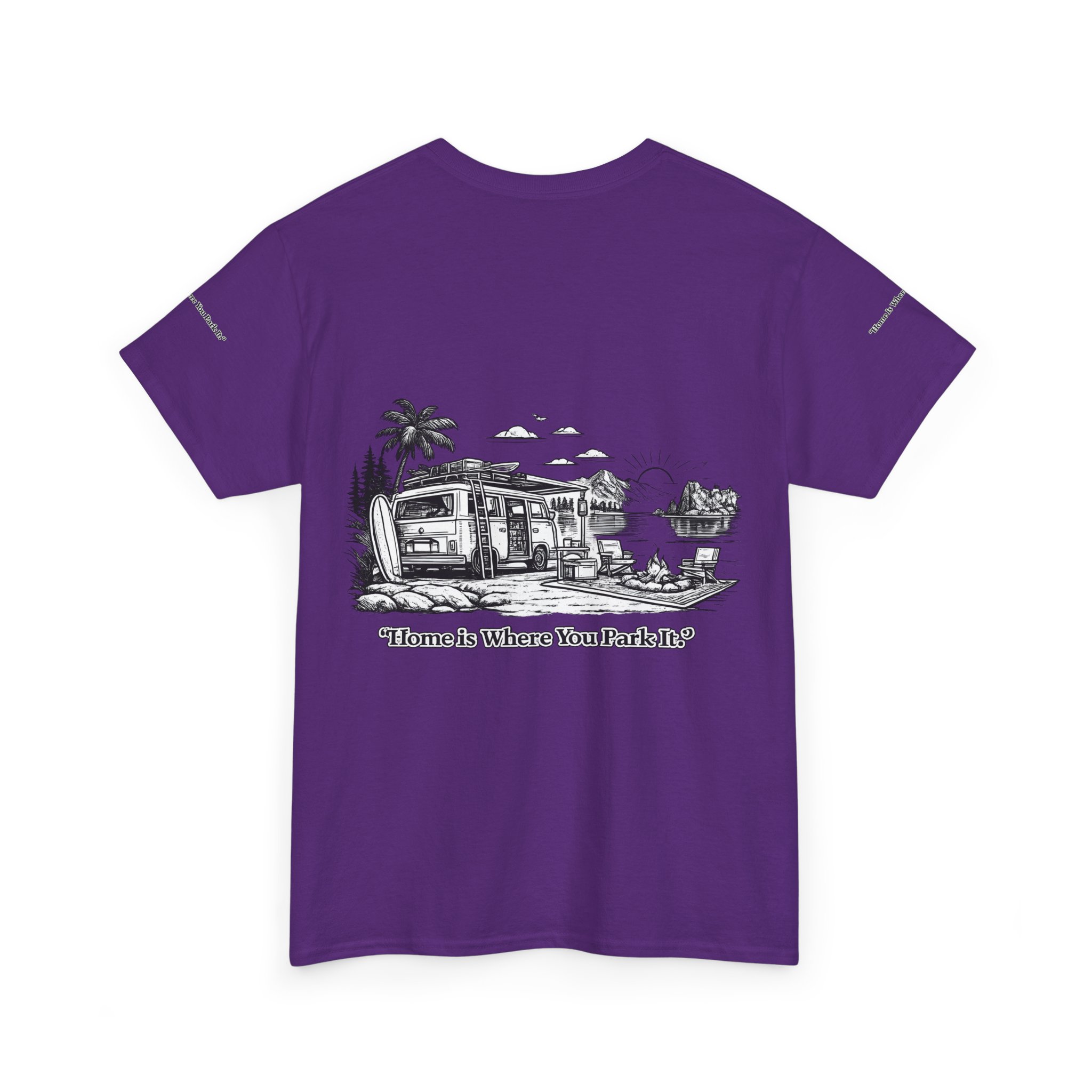 303373437485213883_2048.jpeg Unisex Heavy Cotton Tee — "Home Is Where You Park It" Design Minimal-Line