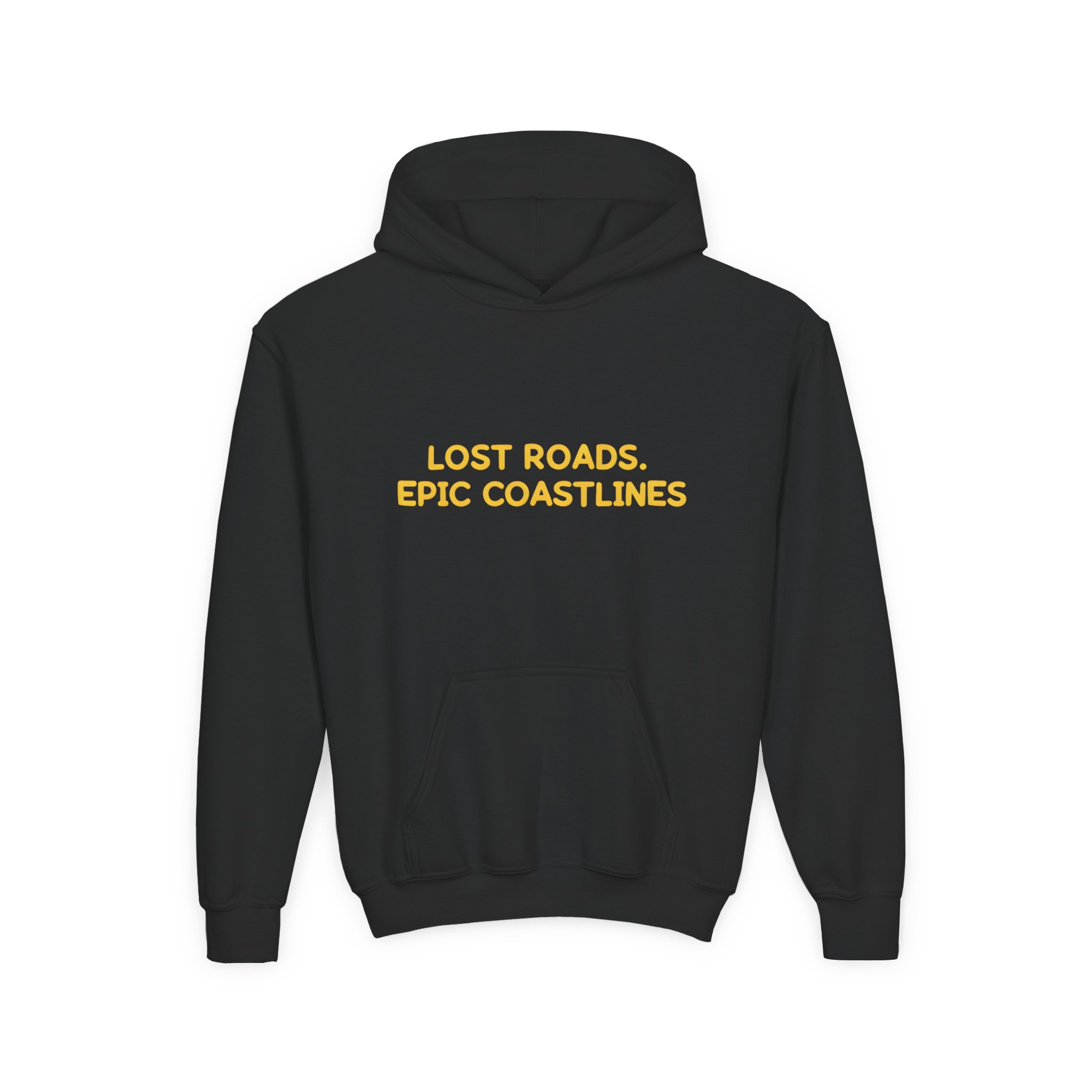 Youth Hoodie(Gildan) – "Lost Roads Epic Coastlines" (Design Sitcom-Line)