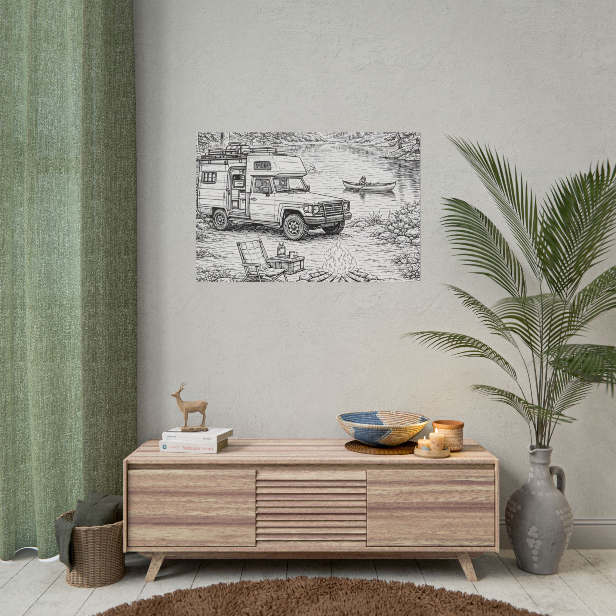 Campervan Poster — Vintage RV Camping Landscape Wall Art