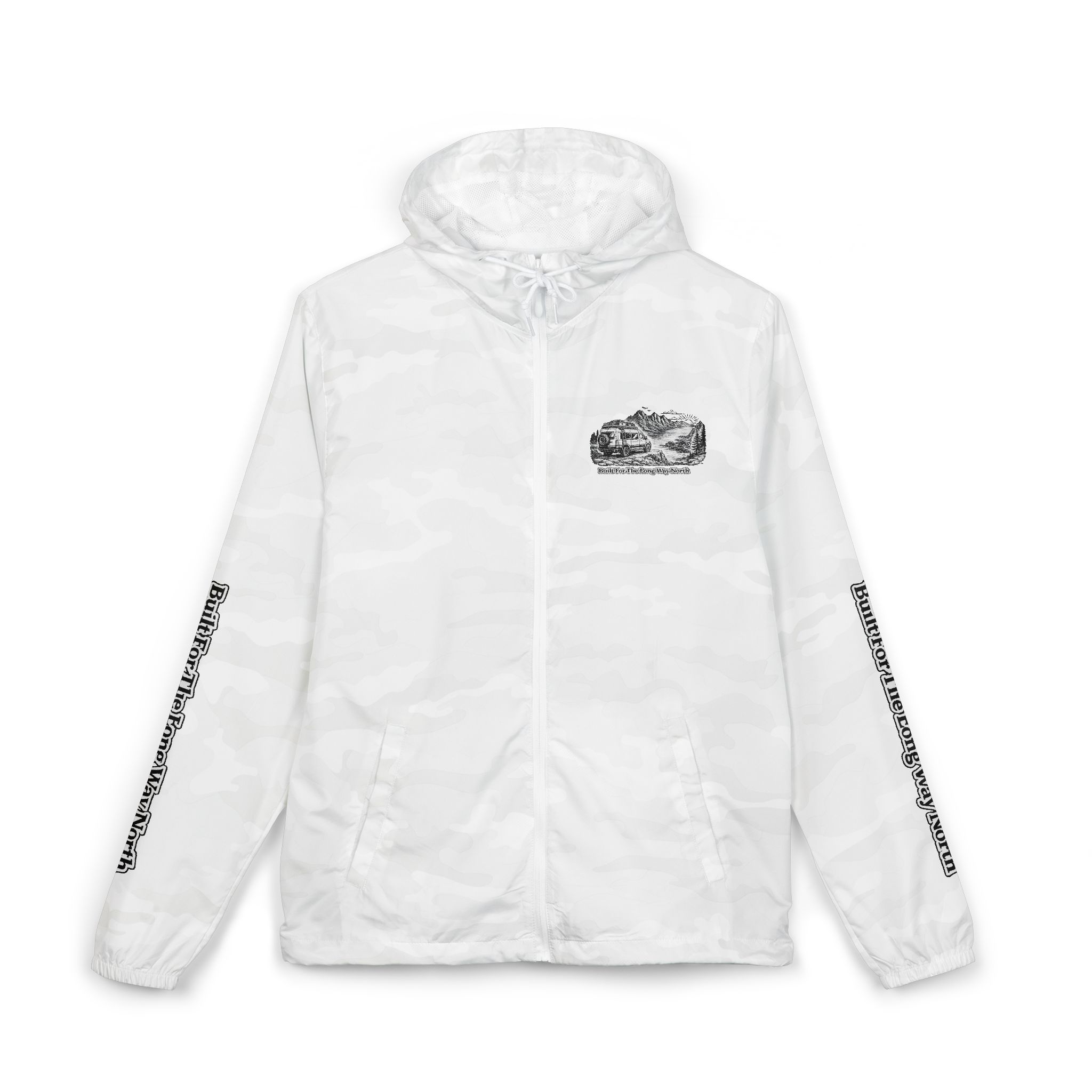 Unisex Full-Zip Windbreaker Jacket — "Built For The Long Way North" (Design "Minimal-Line")