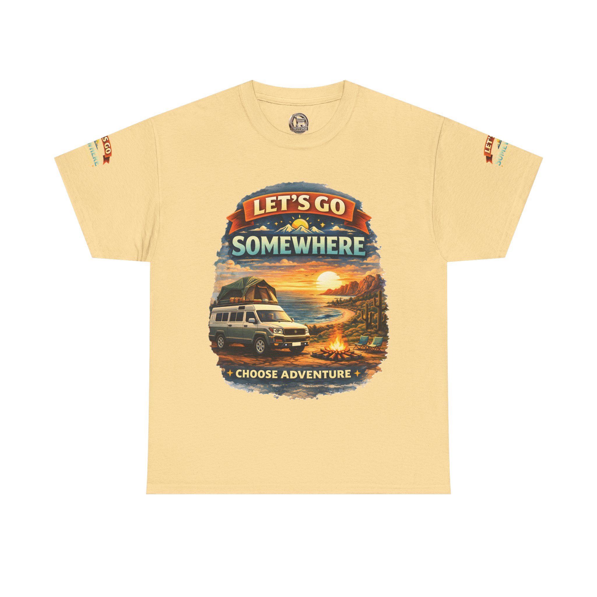 Unisex Heavy Cotton Tee — "Lets Go Somewhere" Design Scenic-Line