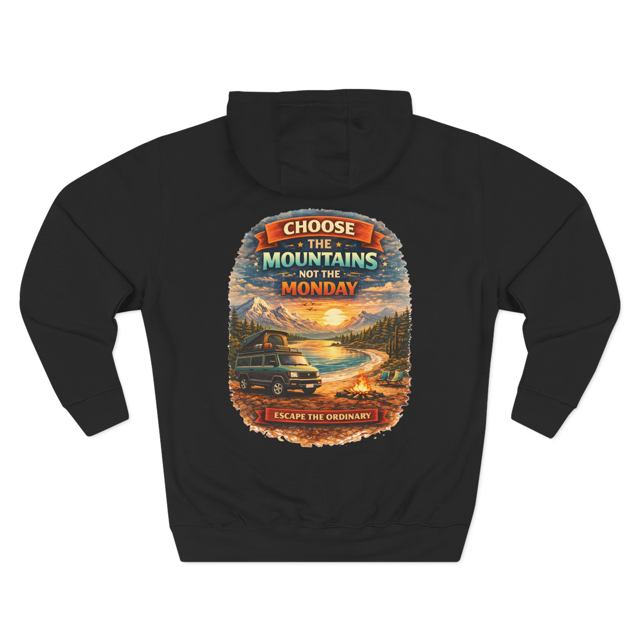 Three-Panel Fleece Hoodie - "Choose The Mountens" Design Scenic-Line