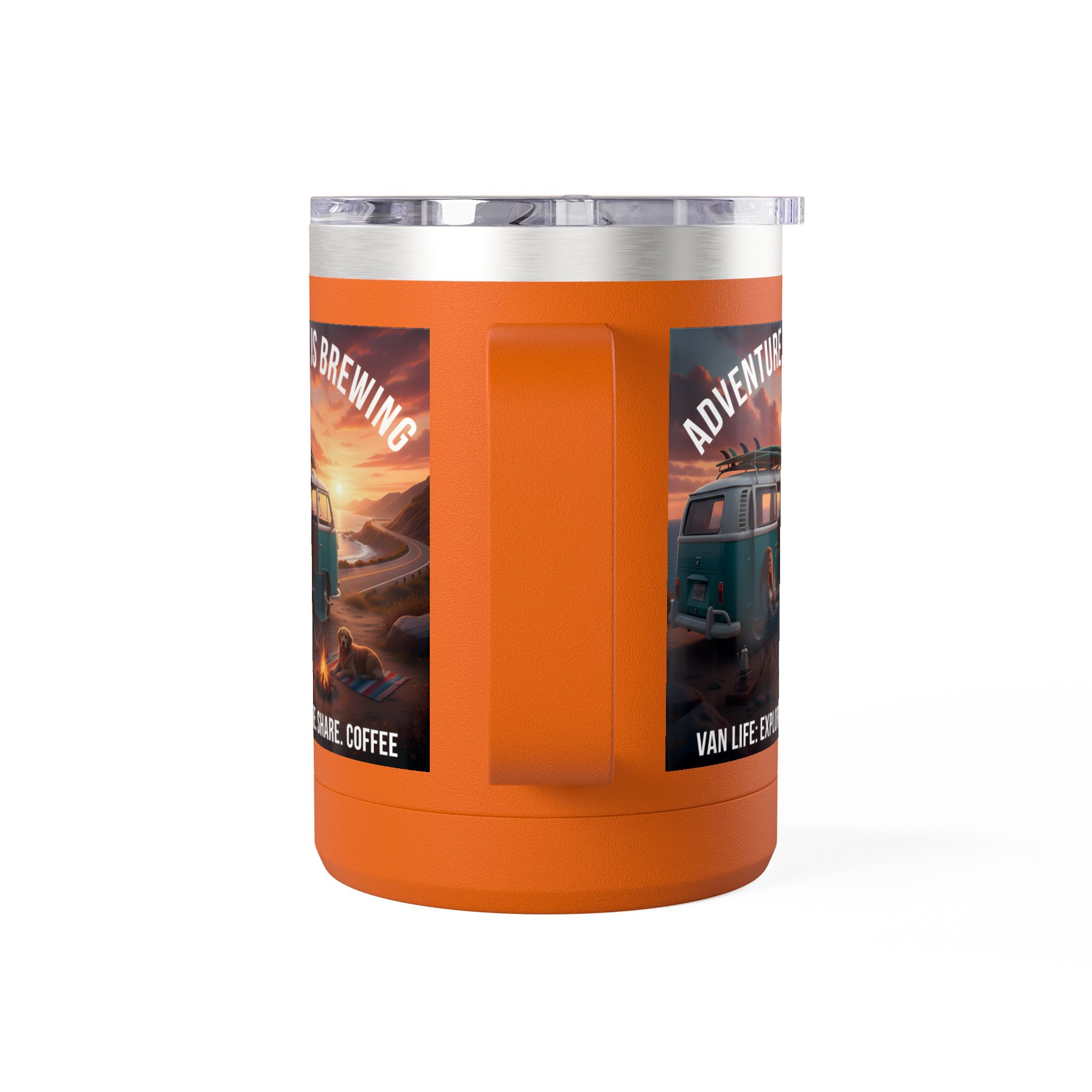 Coffee Mug Tumbler, 15oz-- "Adventure Is Brewing"