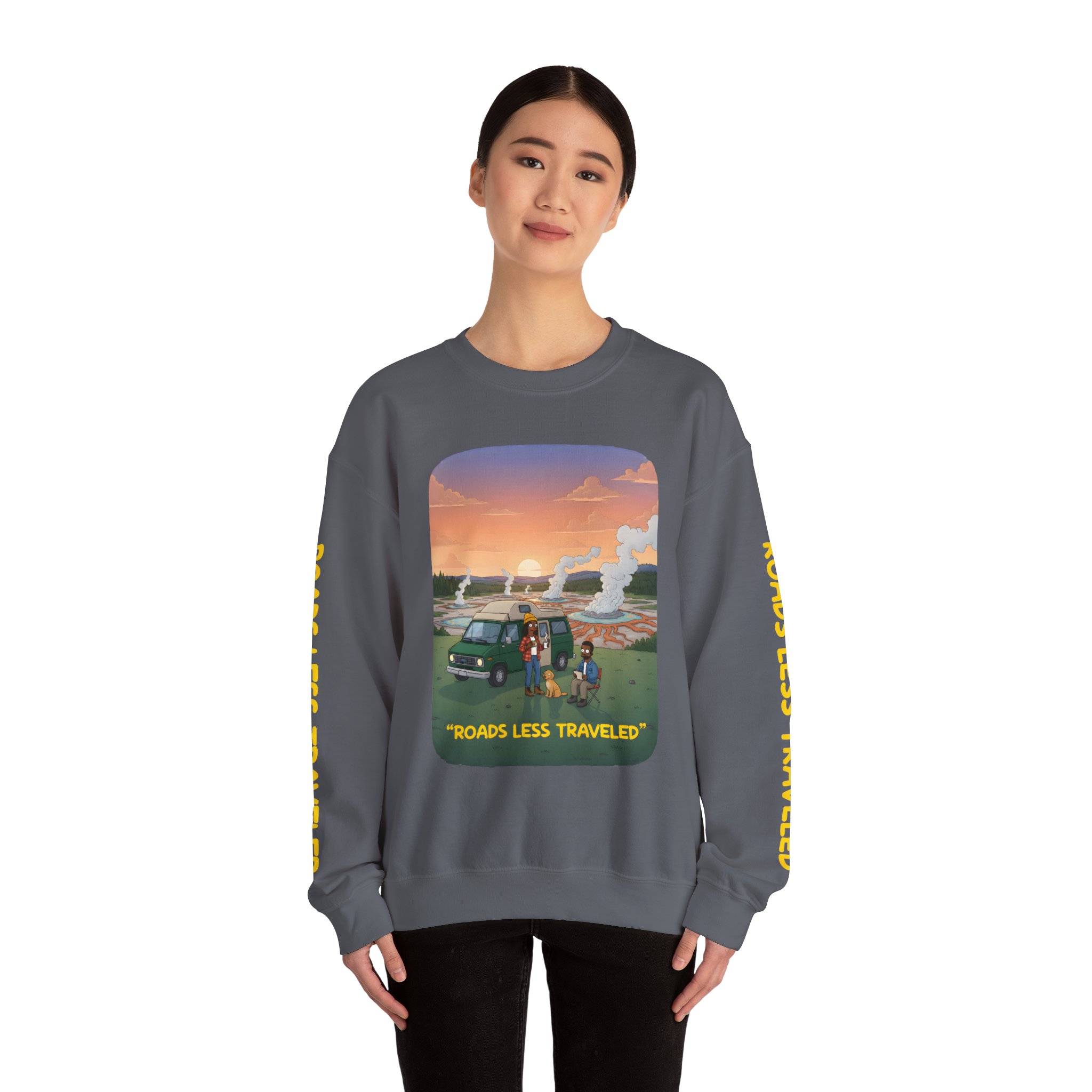 Unisex Heavy Blend™ Crewneck Sweatshirt — "Roads Less Traveled" Design Sitcom-Line