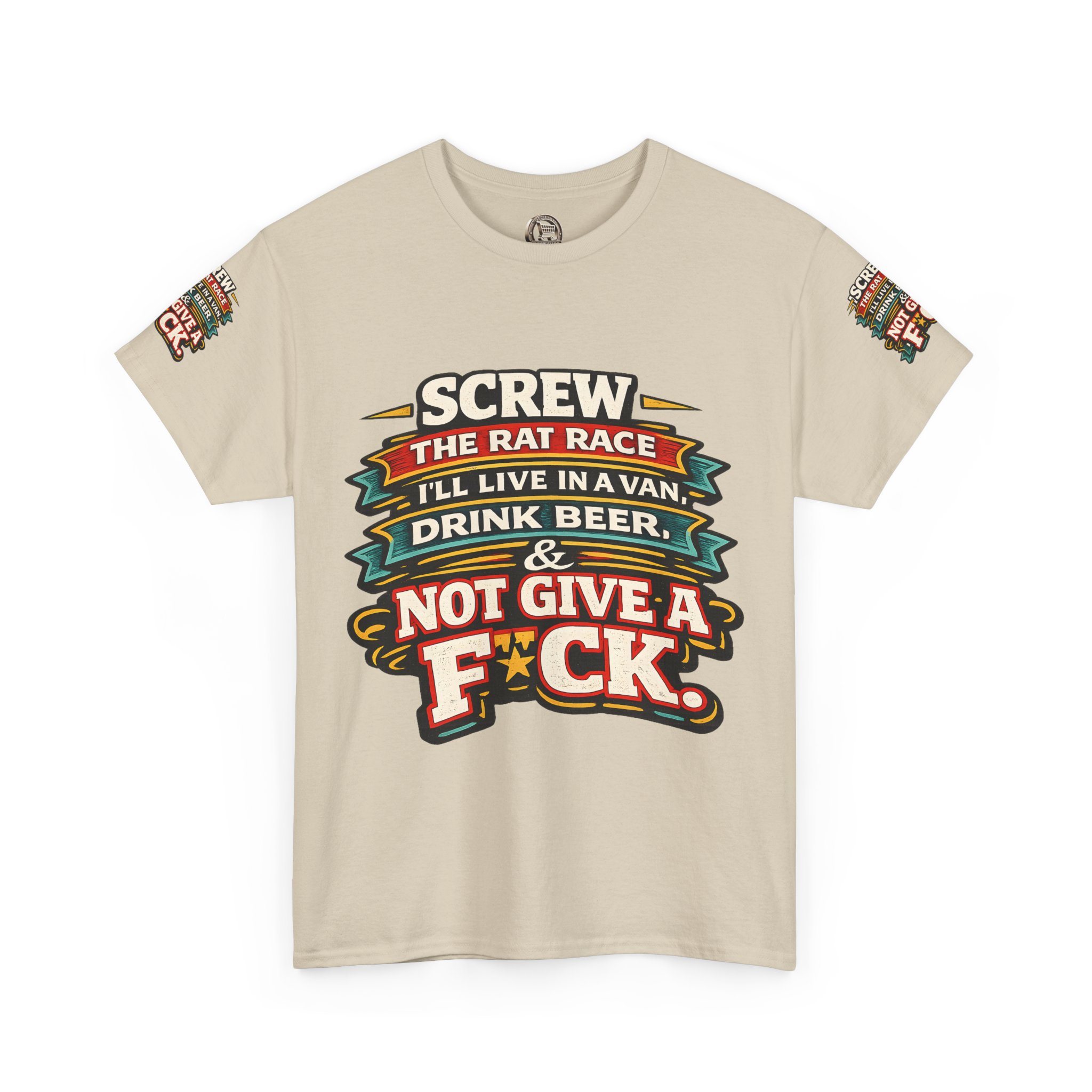 Unisex Heavy Cotton Tee — "Screw The Rat Race" Design F**K-Line