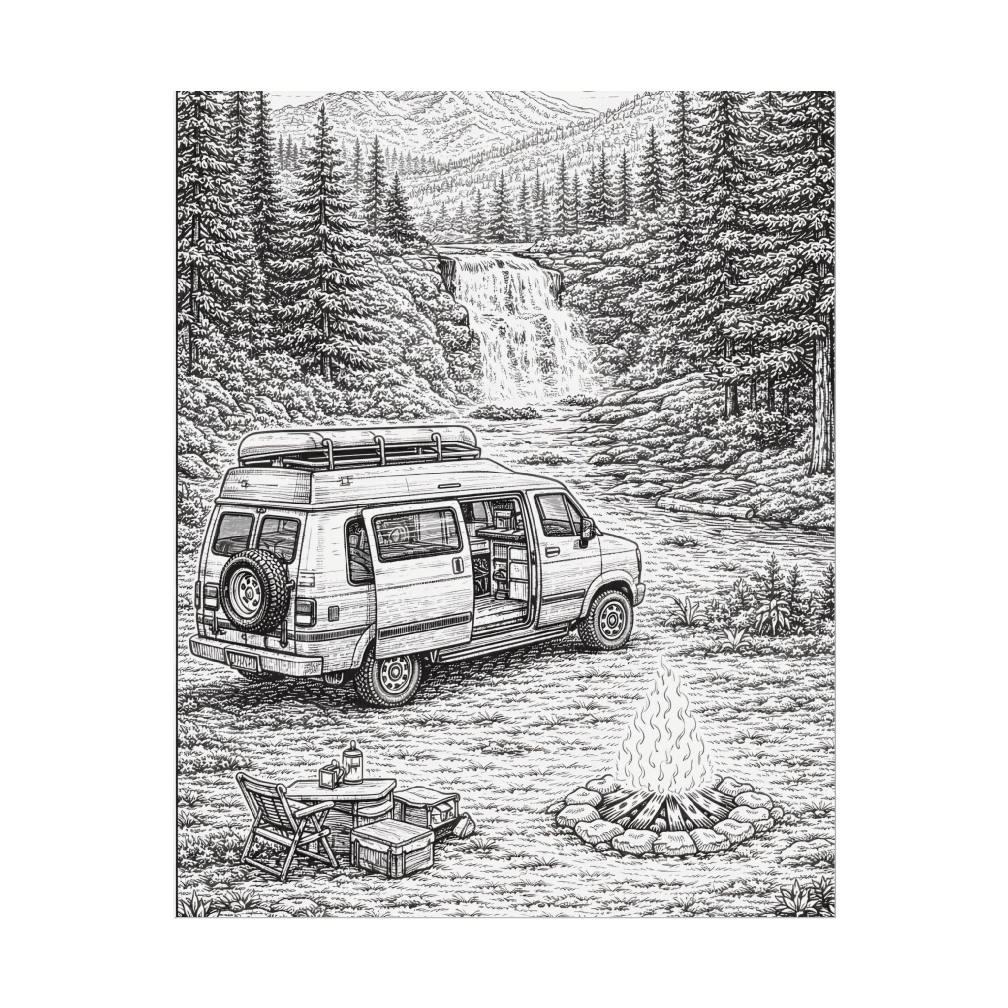 Campervan Poster — Vintage RV Camping Landscape Wall Art