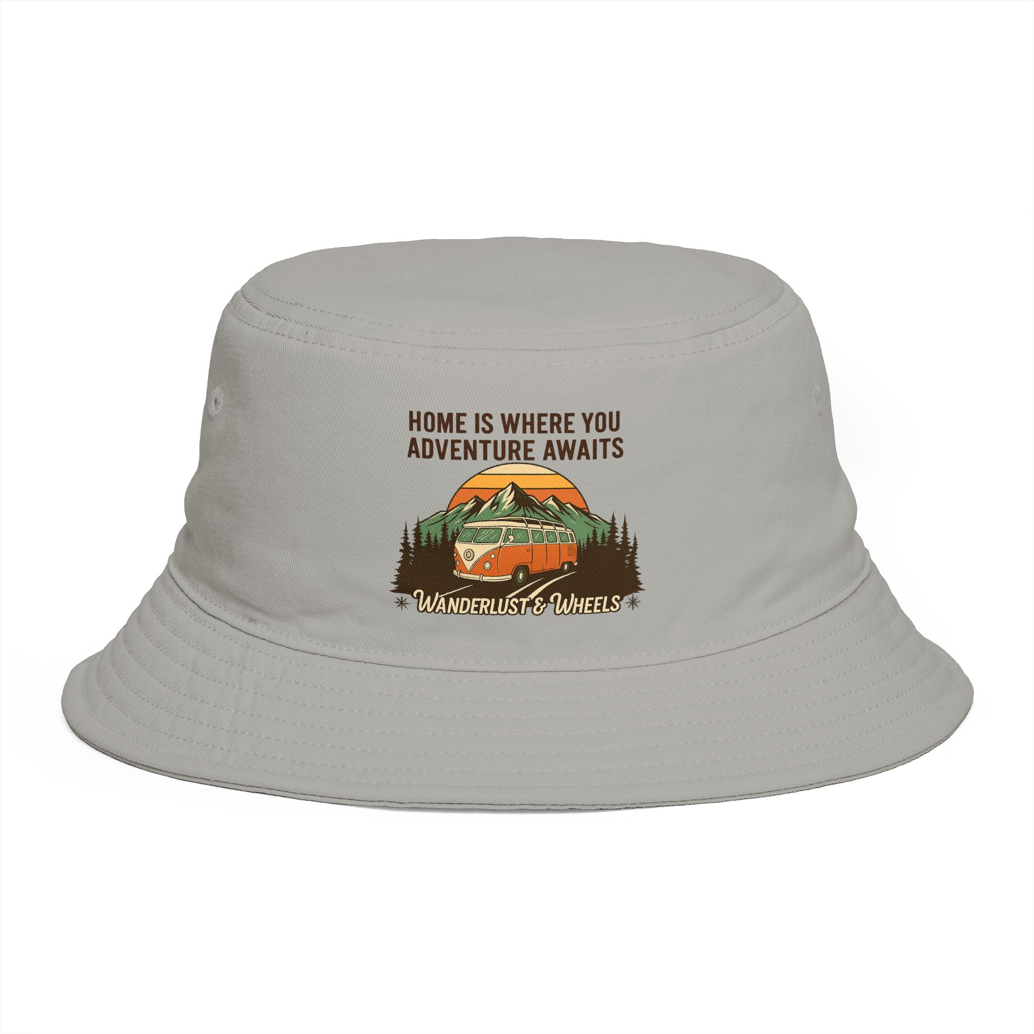 Bucket Hat — Wanderlust Camper Design (“Home is Where You Adventure Awaits”)