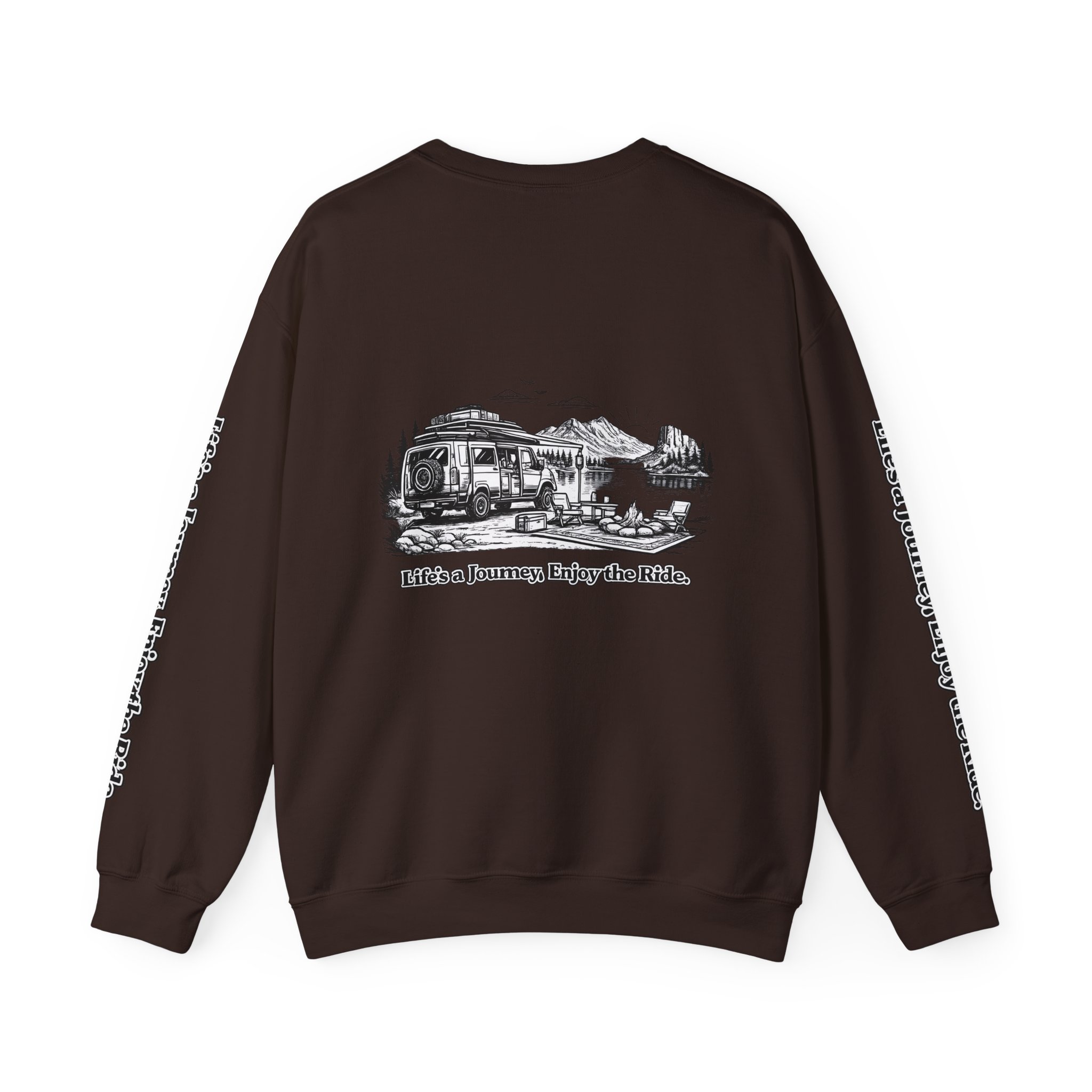 Unisex Heavy Blend™ Crewneck Sweatshirt — "Lifes A Journey,Enjoy The Ride" Design Minimal-Line