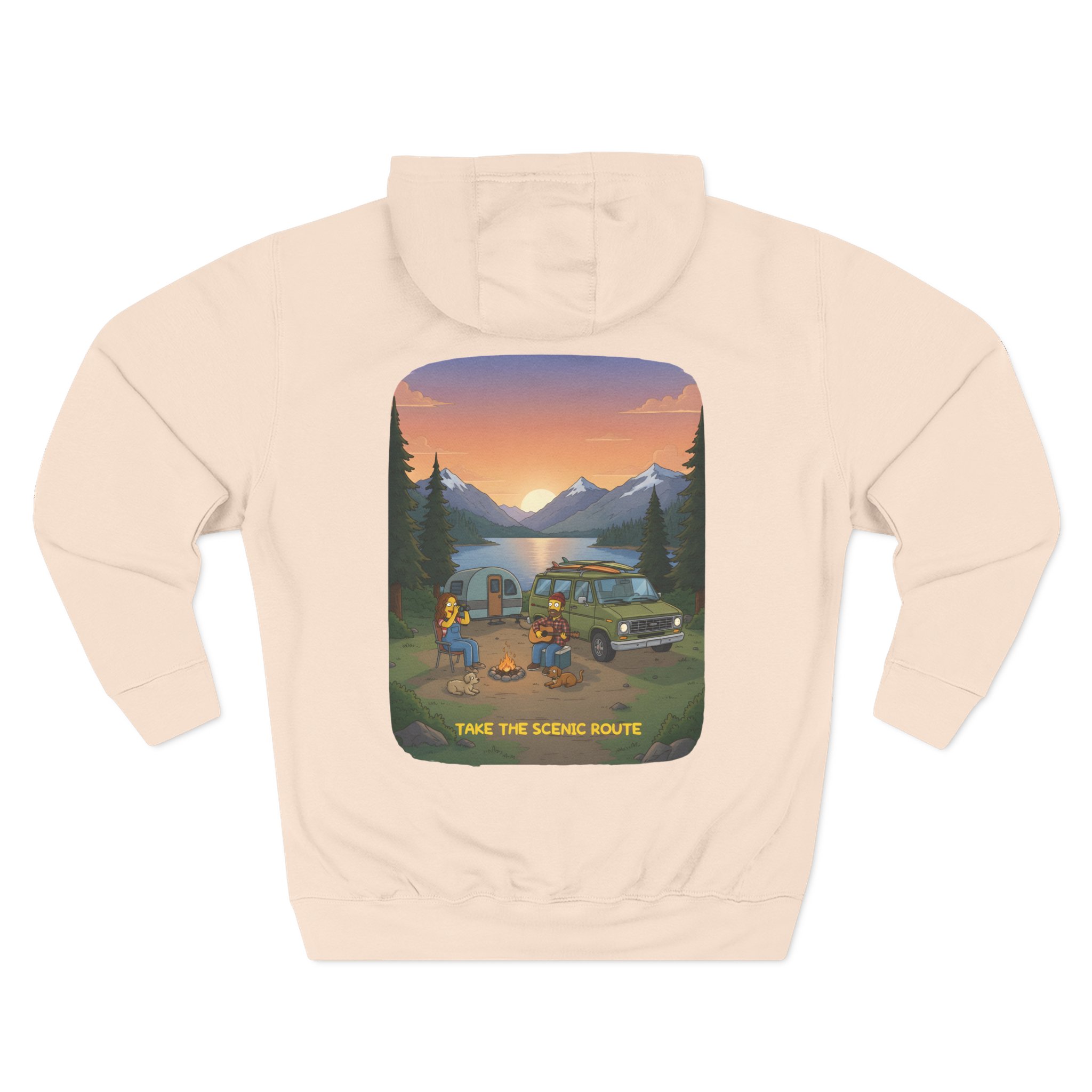 Three-Panel Fleece Hoodie - "Take The Scenic Route" Design Sitcom-Line