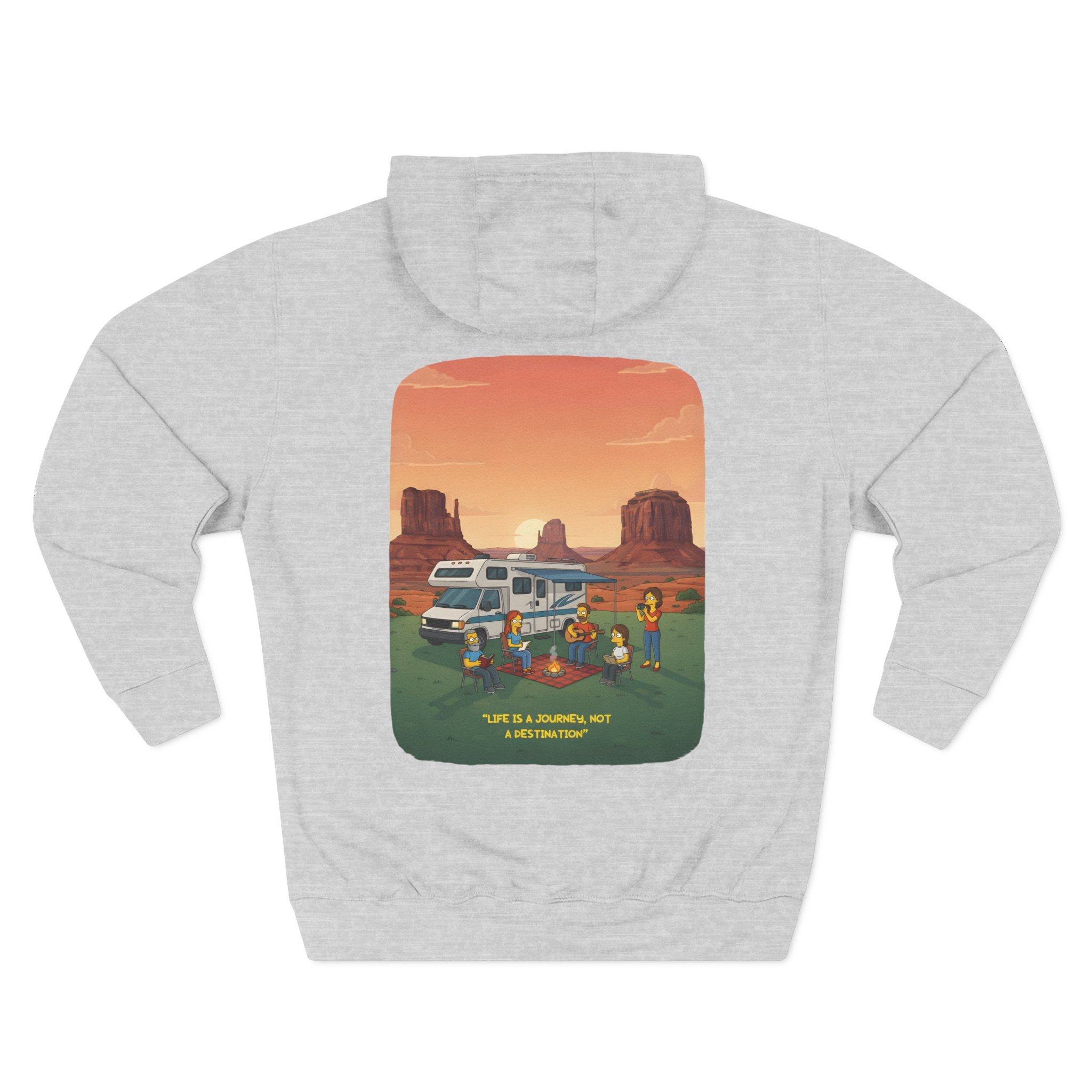 Three-Panel Fleece Hoodie - "Life Is A Journey-Not A Destination" Design Sitcom-Line