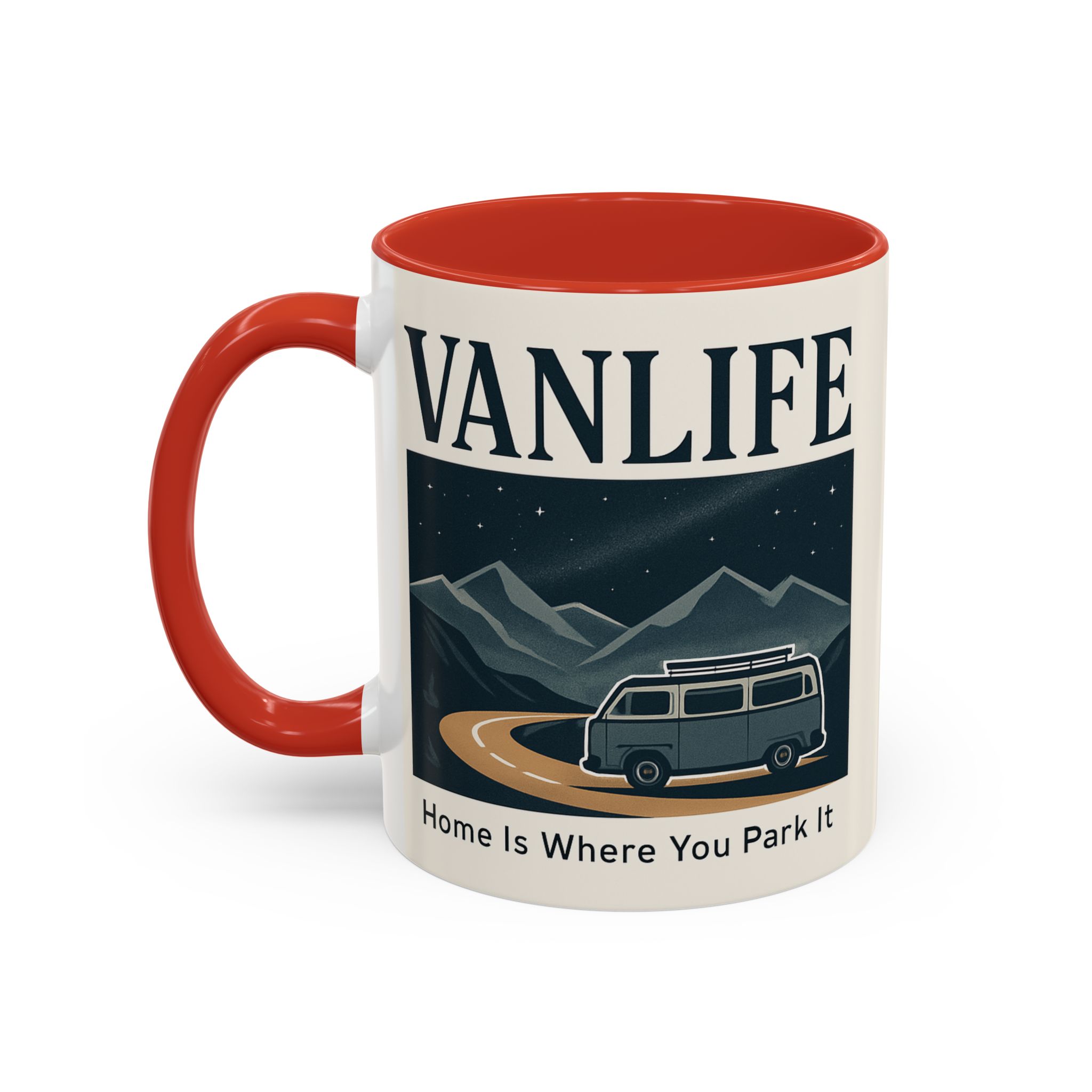 Coffee Mug — "Vanlife - Home Is Where You Park It" Accent Campervan Travel Mug