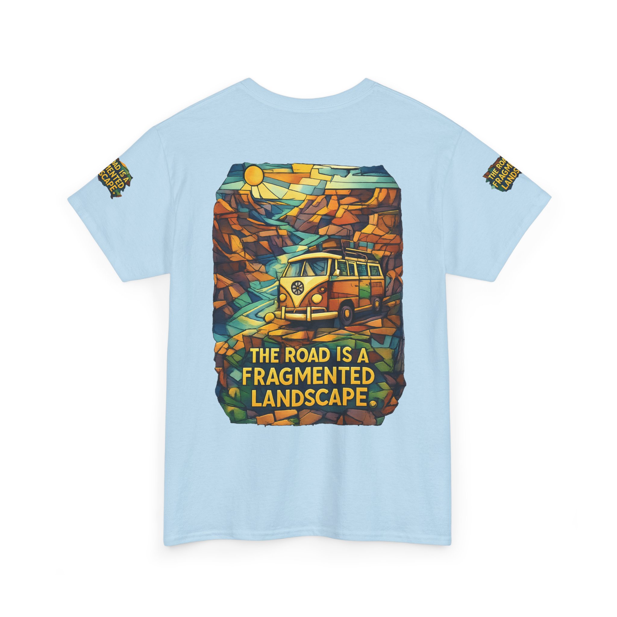 3084849984741221015_2048.jpeg Unisex Heavy Cotton Tee — "The Road Is A Fragmented Landscape" Design Cubic-Line