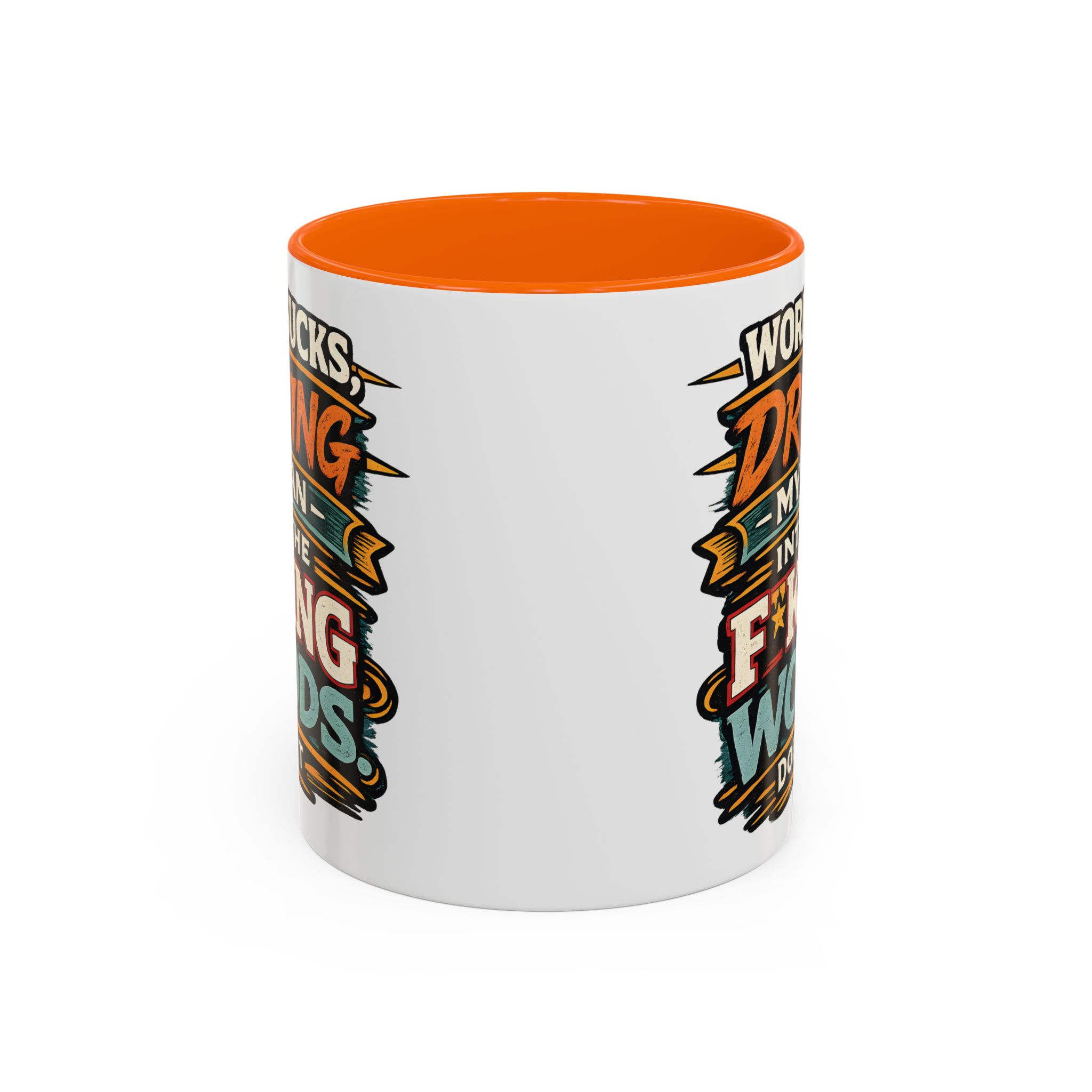 Accent Coffee Mug (11, 15oz) — "Work Sucks" Design F**K-Line