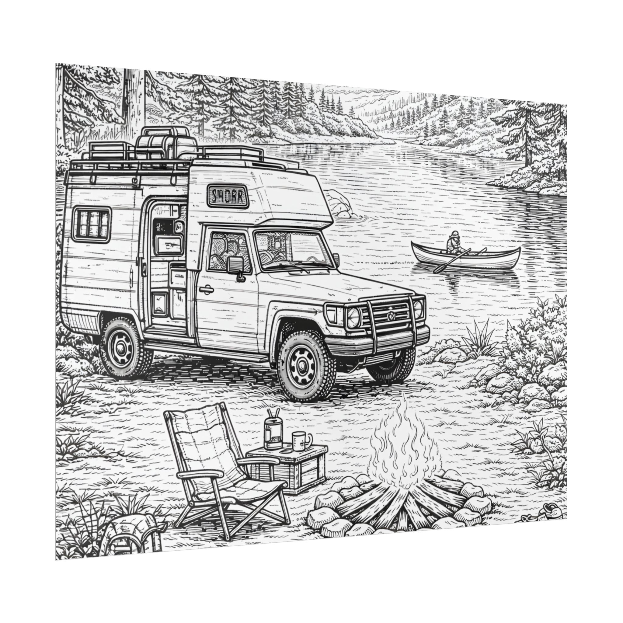 Campervan Poster — Vintage RV Camping Landscape Wall Art
