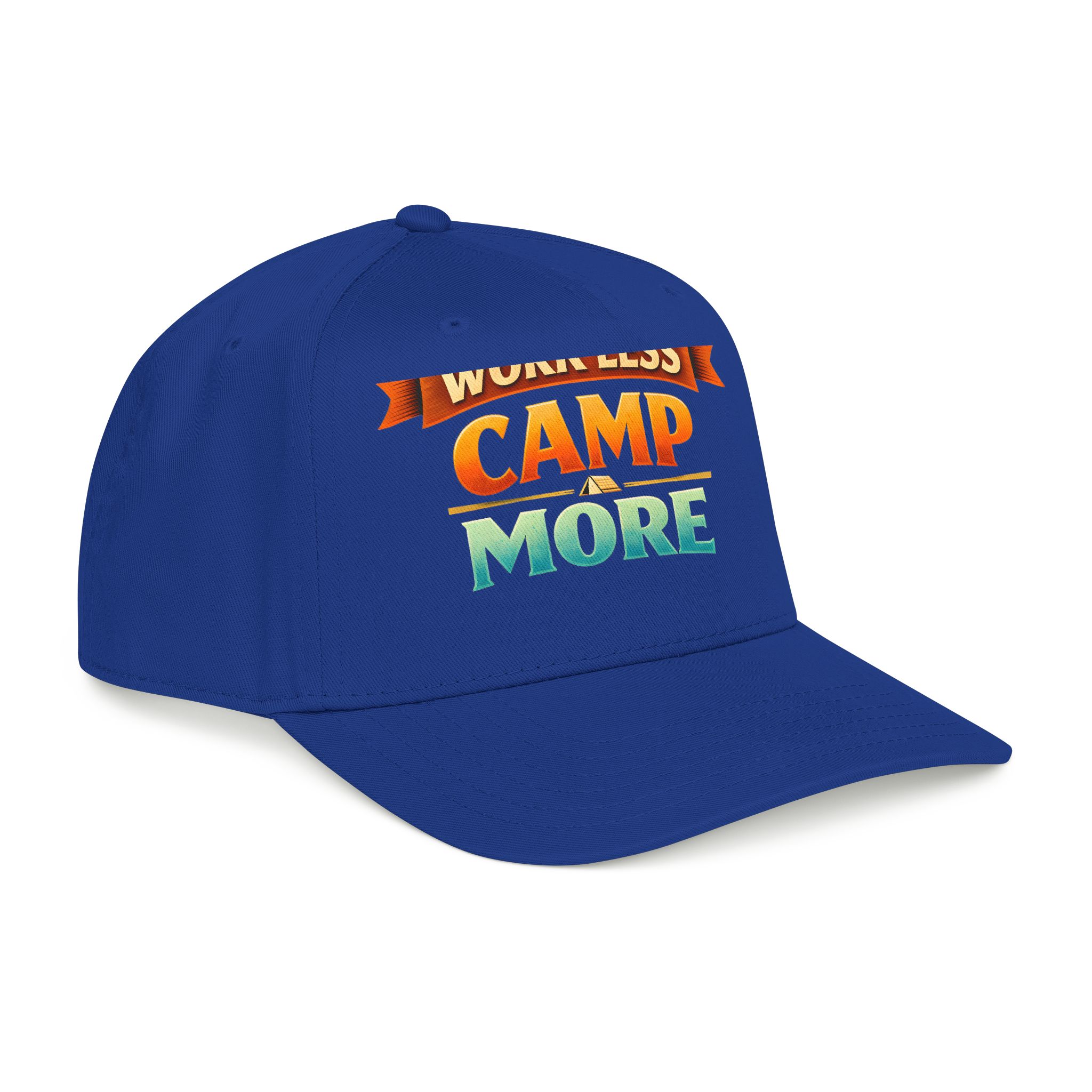 Baseball Cap - "Work Less-Camp More" Design Scenic-Line