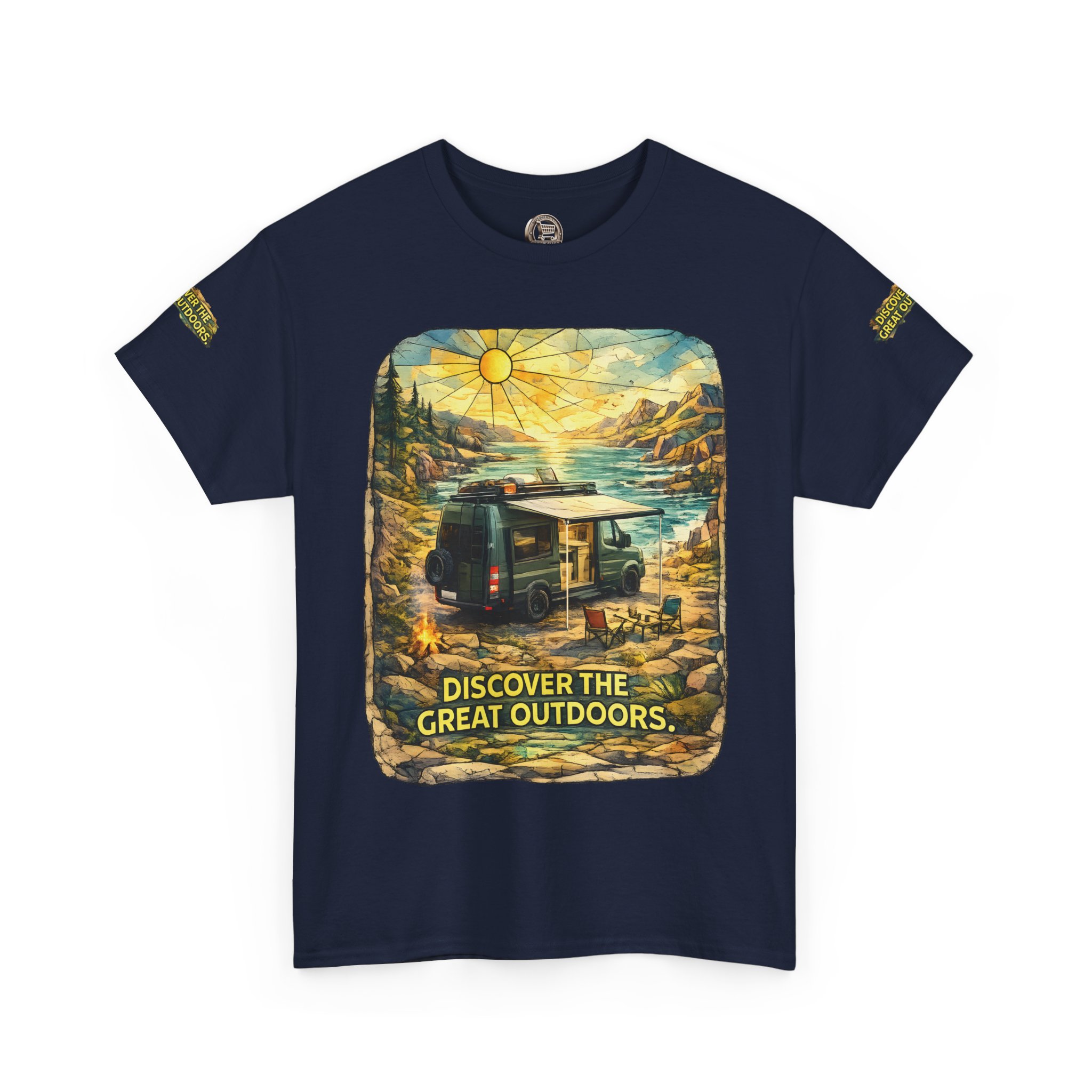 Unisex Heavy Cotton Tee — "Discover The Great Outdoors" Design Cubic-Line