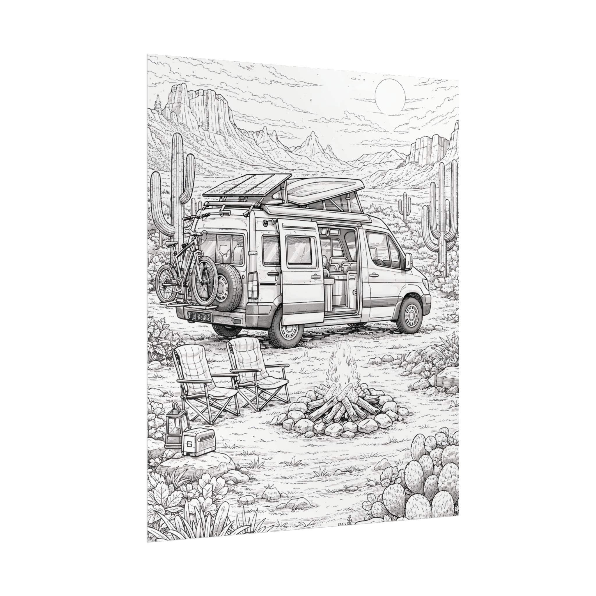 Campervan Poster — Vintage RV Camping Landscape Wall Art