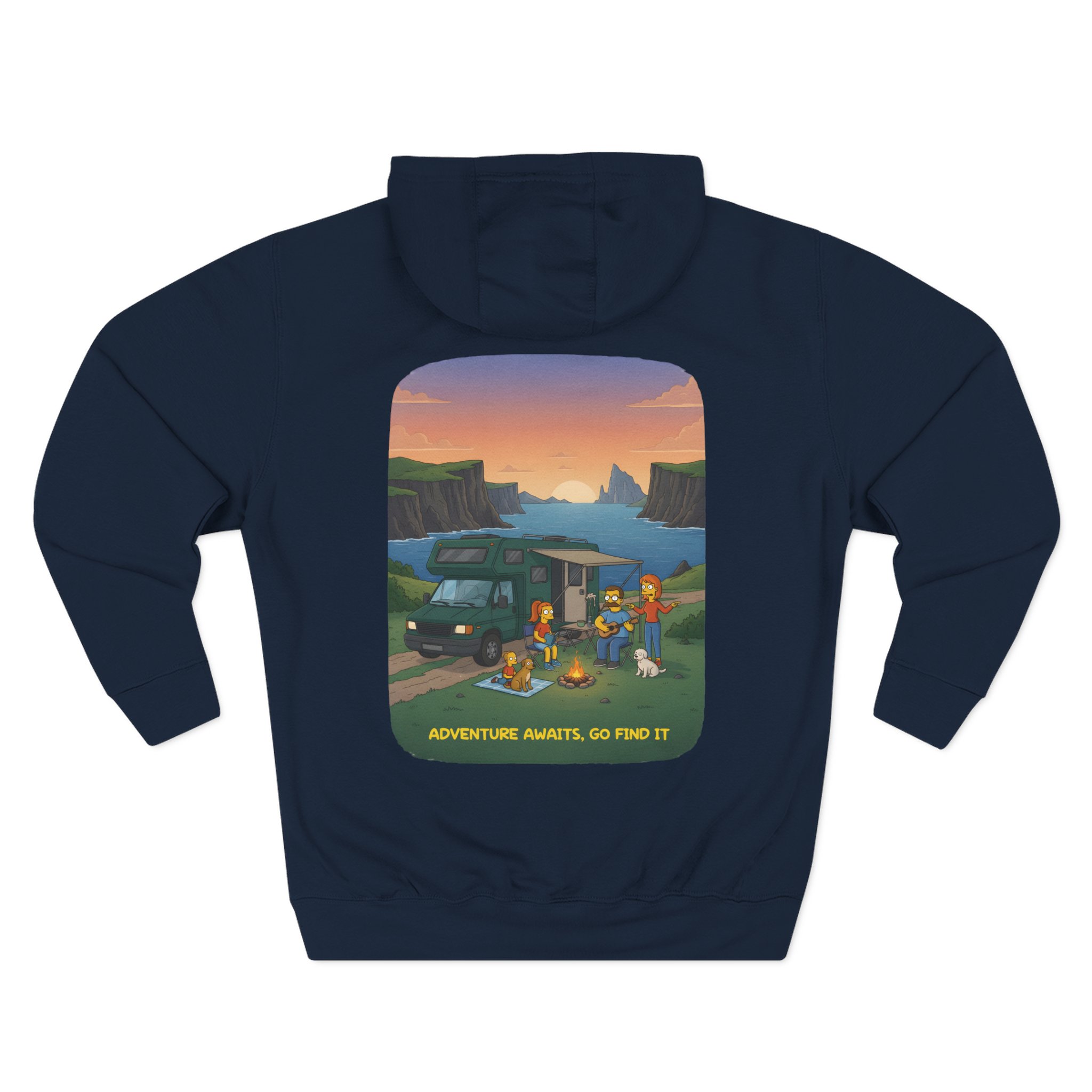 Three-Panel Fleece Hoodie - "Adventure Awaits-Go Find It"" Design Sitcom-Line