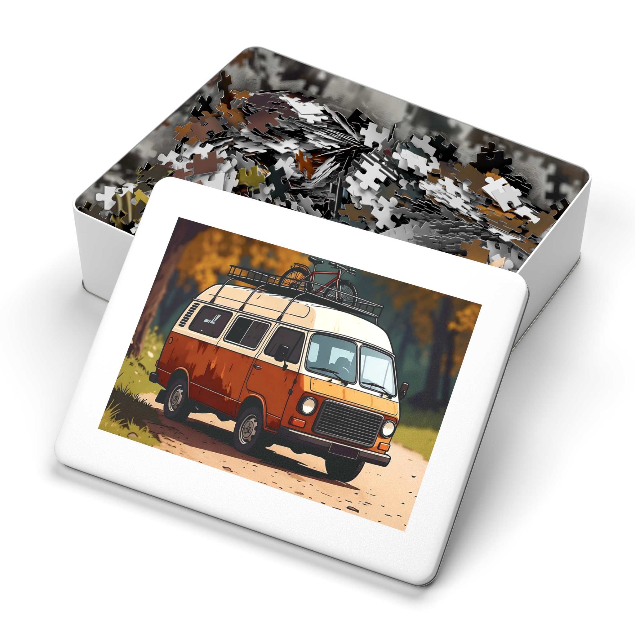 Jigsaw Puzzle with Tin — Scenic Road Trip Puzzle