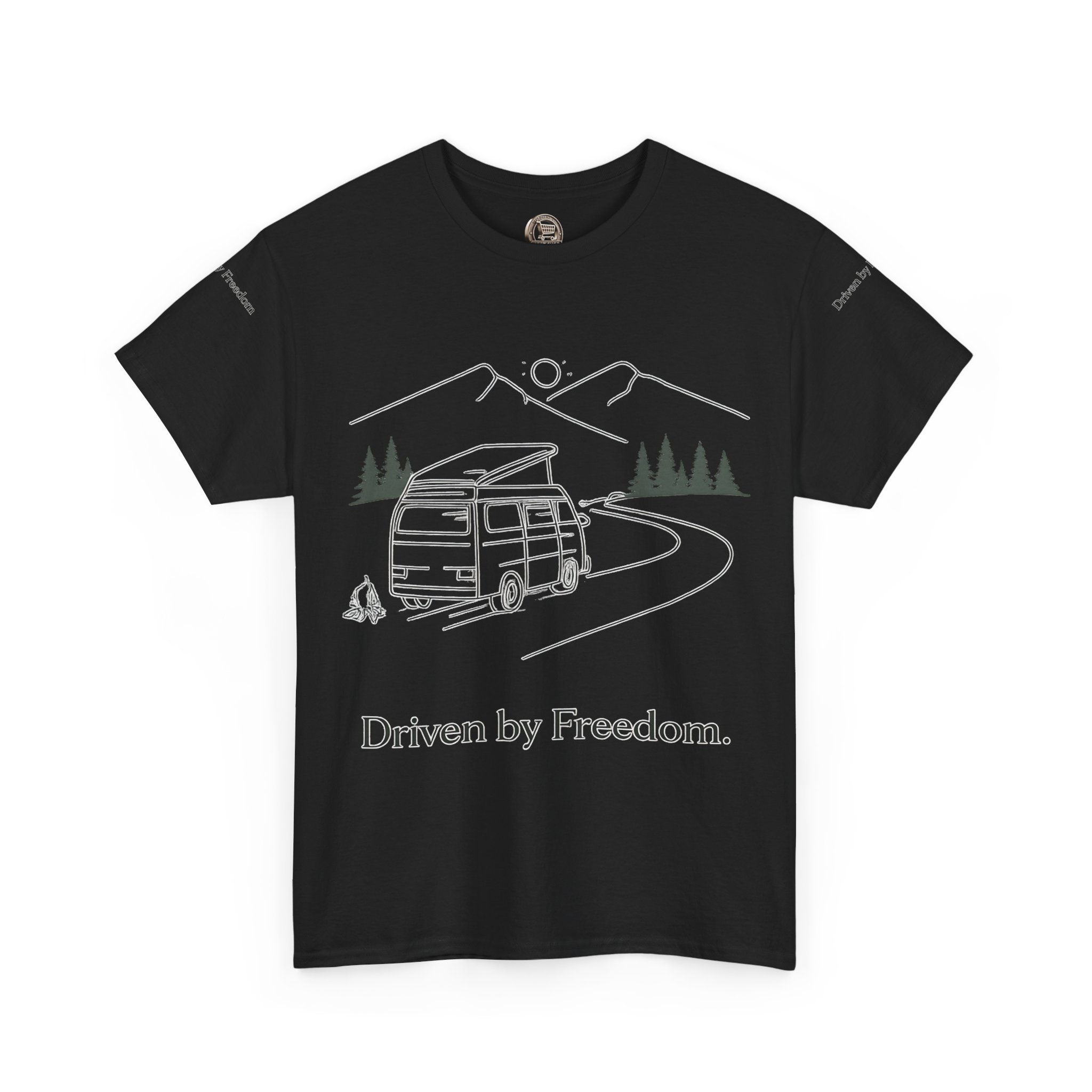 Unisex Heavy Cotton Tee — "Driven By Freedom" Design Minimal-Line