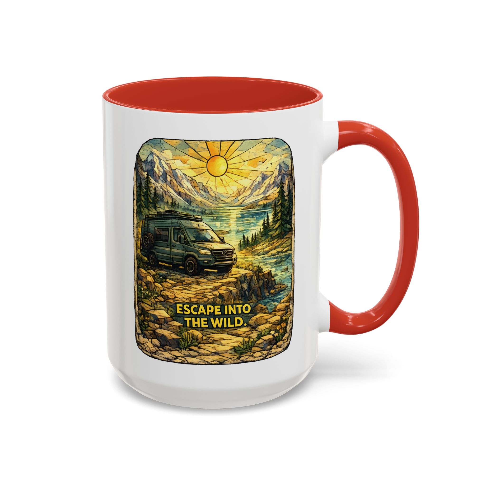Accent Coffee Mug (11, 15oz) — "Escape Into The Wild" Design Cubic-Line