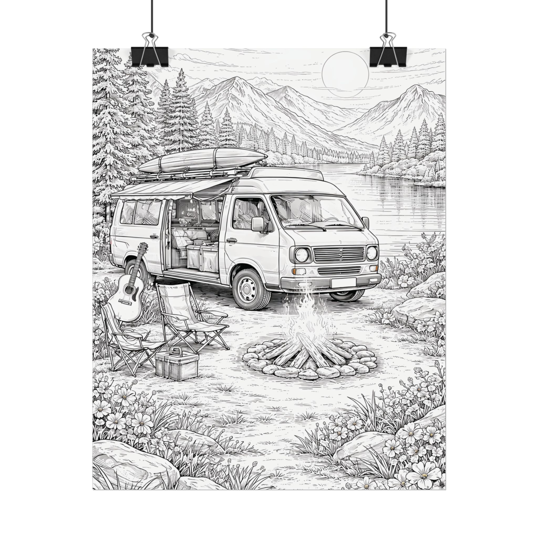 Campervan Poster — Vintage RV Camping Landscape Wall Art