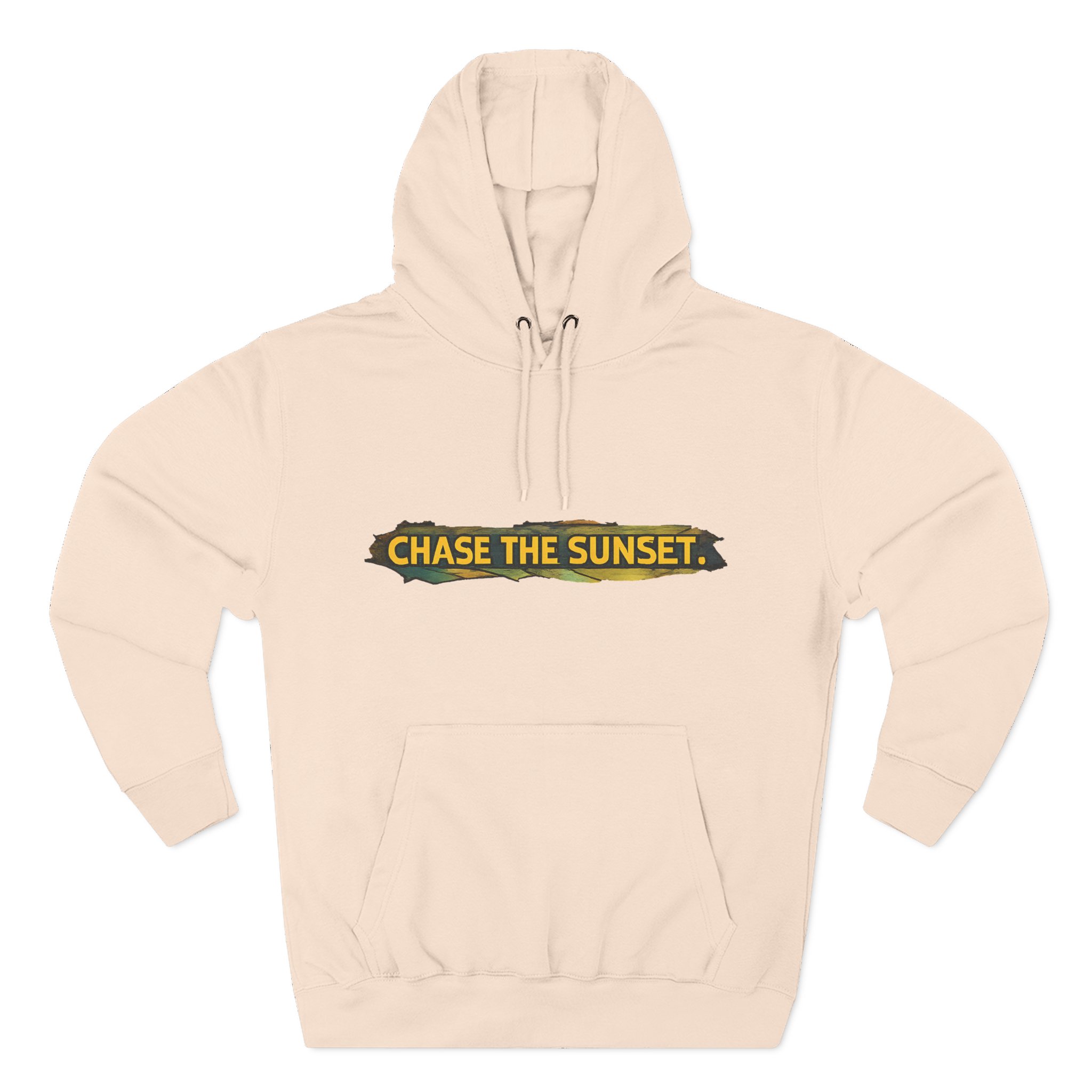 Three-Panel Fleece Hoodie - "Chase The Sunset" Design Cubic-Line