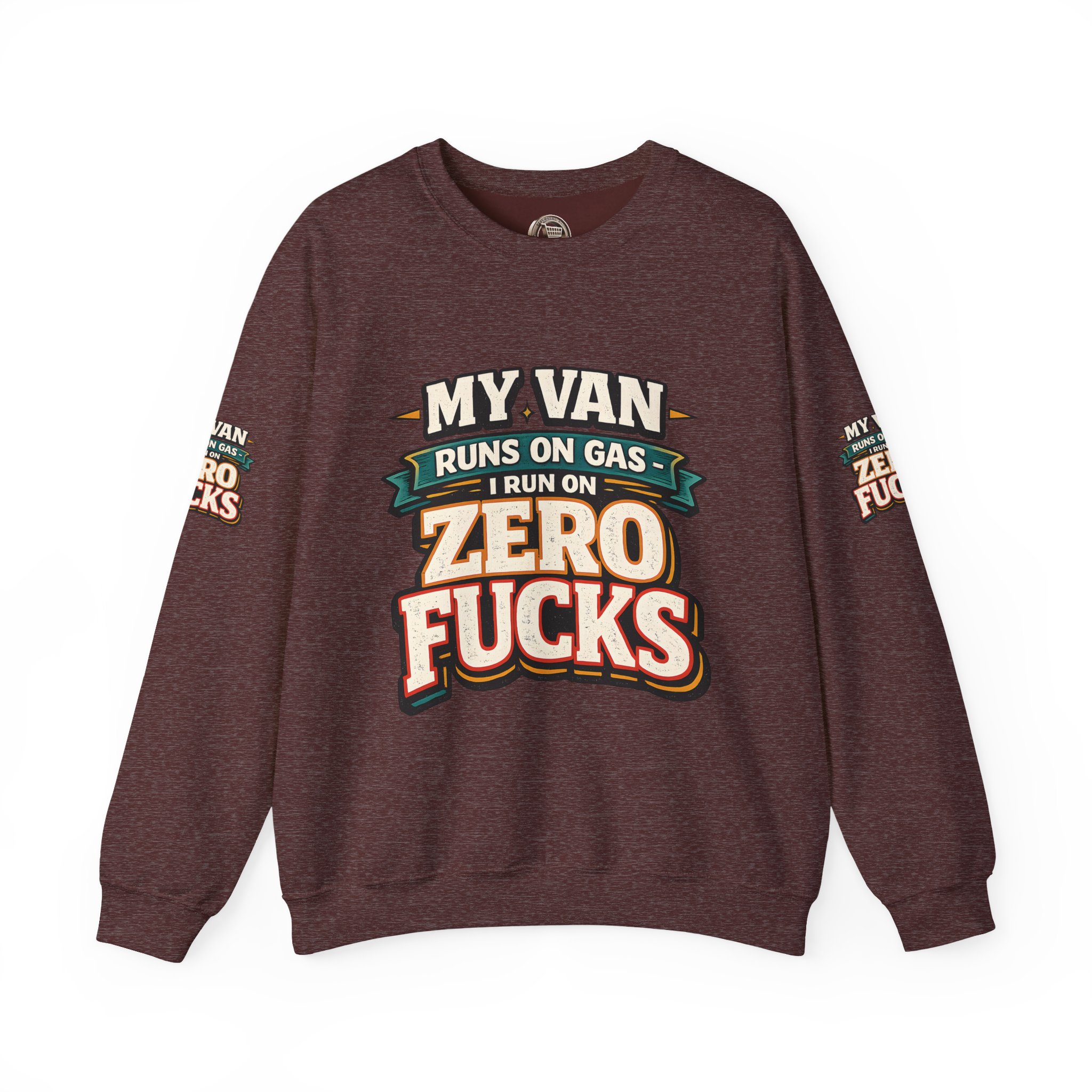 Unisex Heavy Blend™ Crewneck Sweatshirt — "My Van Runs On Gas" Design F**K-Line