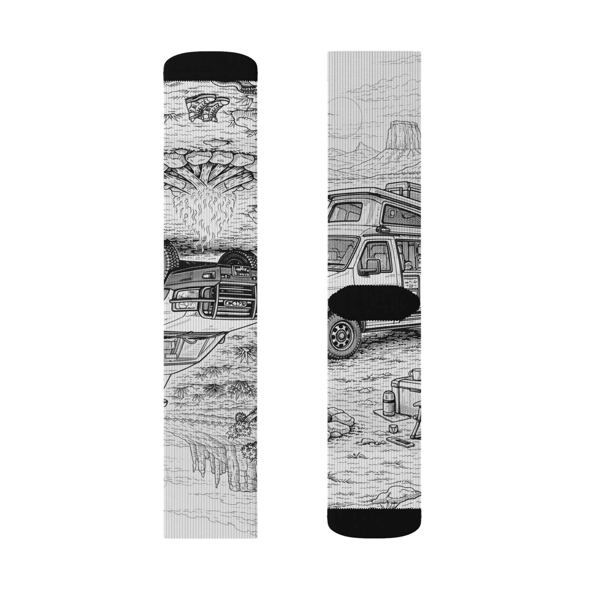 Sublimation Socks — Retro Camper Roadtrip Crew Socks