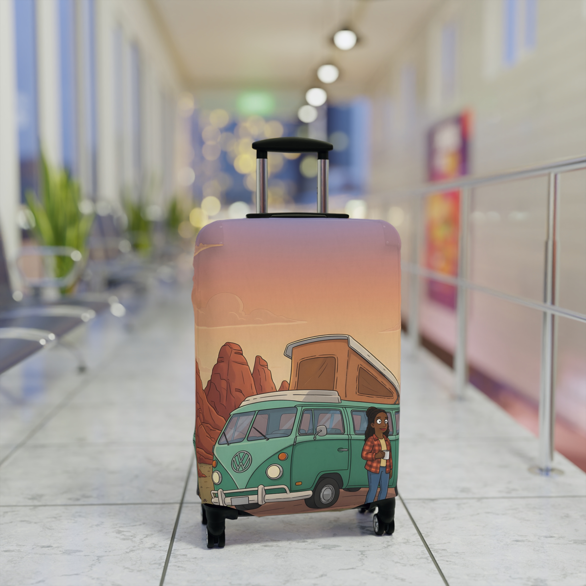 Luggage Cover — Adventure Camper Sketch Travel Suitcase(Design Sitcom-Line)
