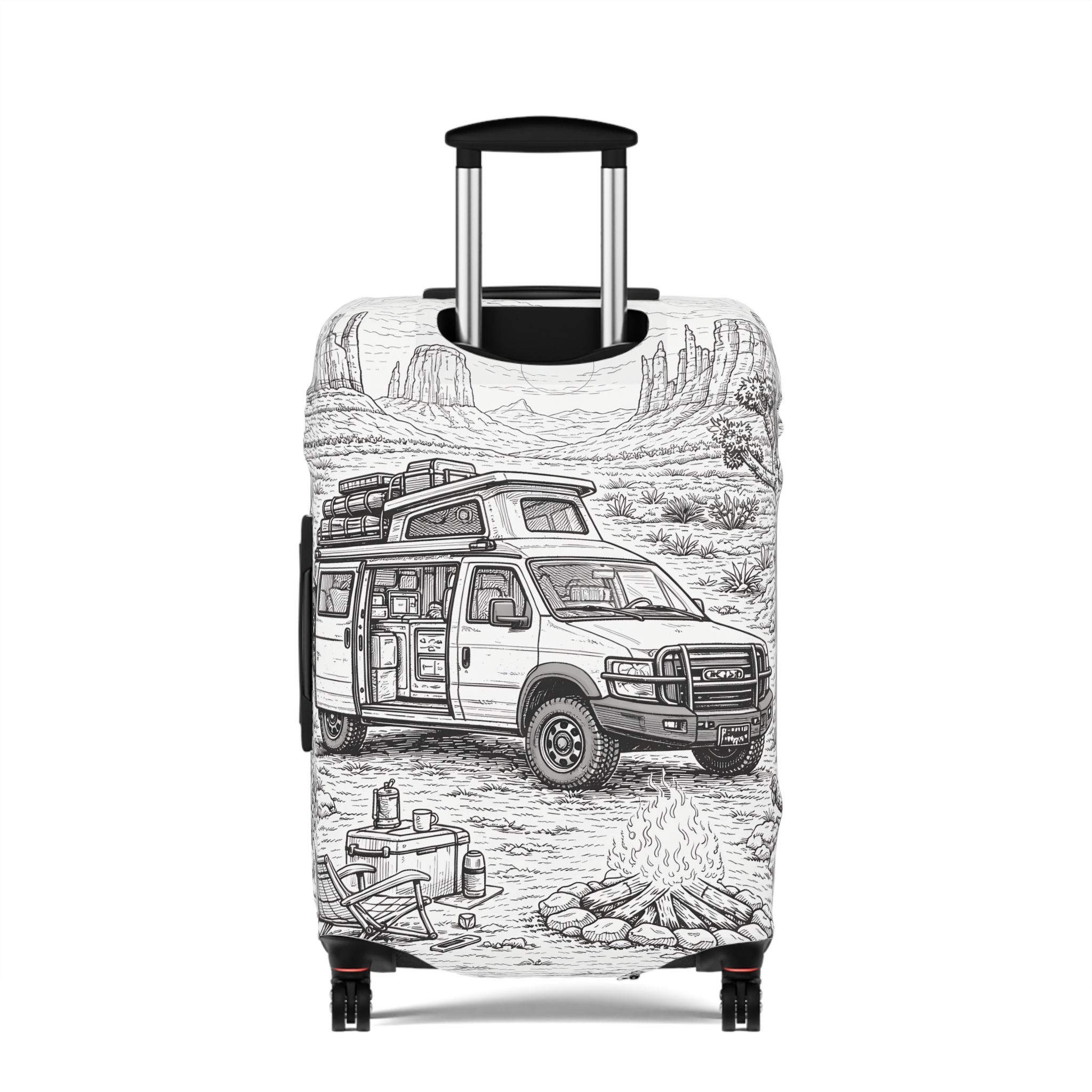 312786469815643515_2048.jpeg Luggage Cover — Adventure Camper Sketch Travel Suitcase
