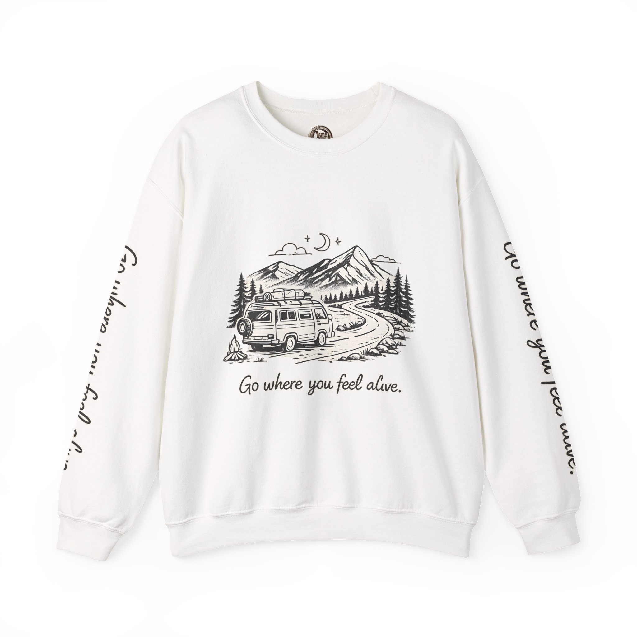 Unisex Heavy Blend™ Crewneck Sweatshirt — "Go Where You Feel Alive" Design Minimal-Line