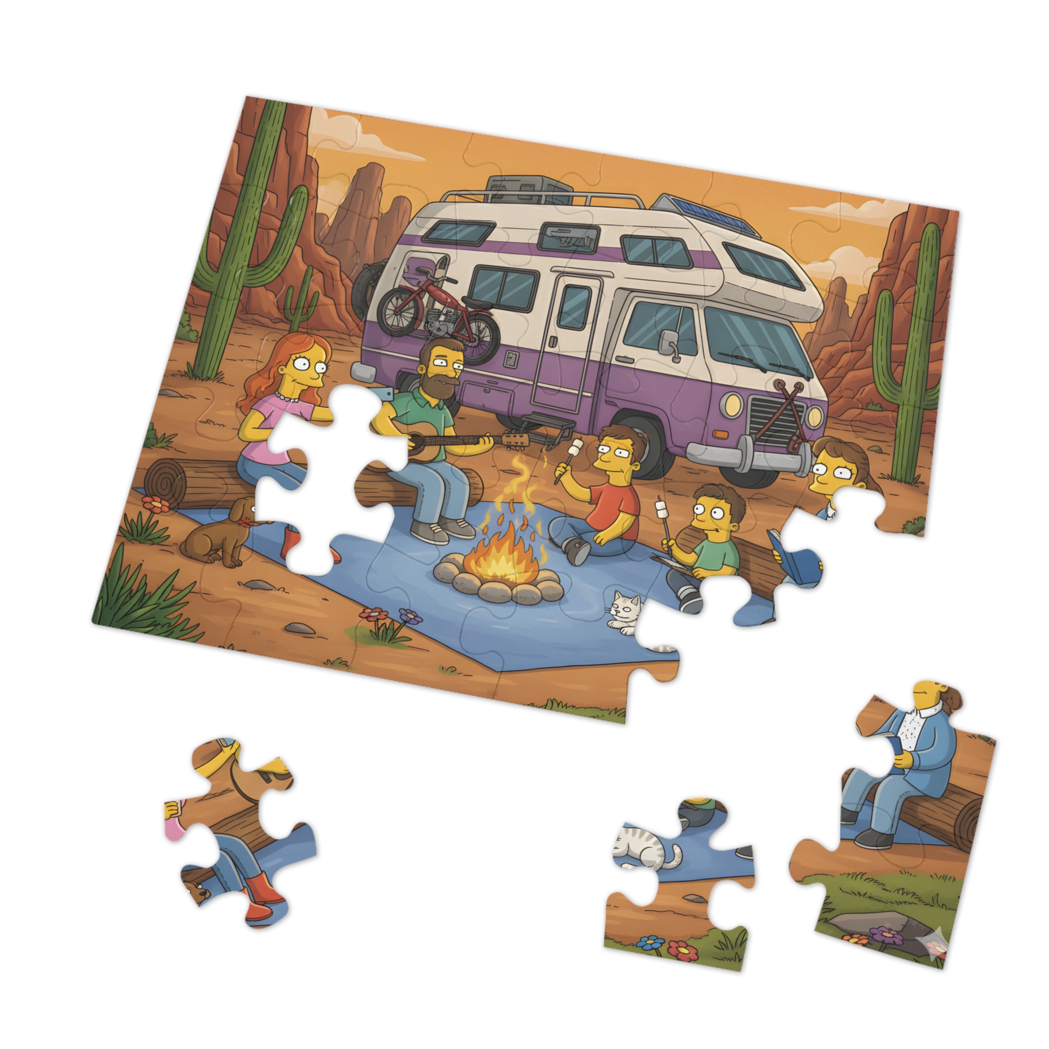 Jigsaw Puzzle with Tin – RV Campfire Design