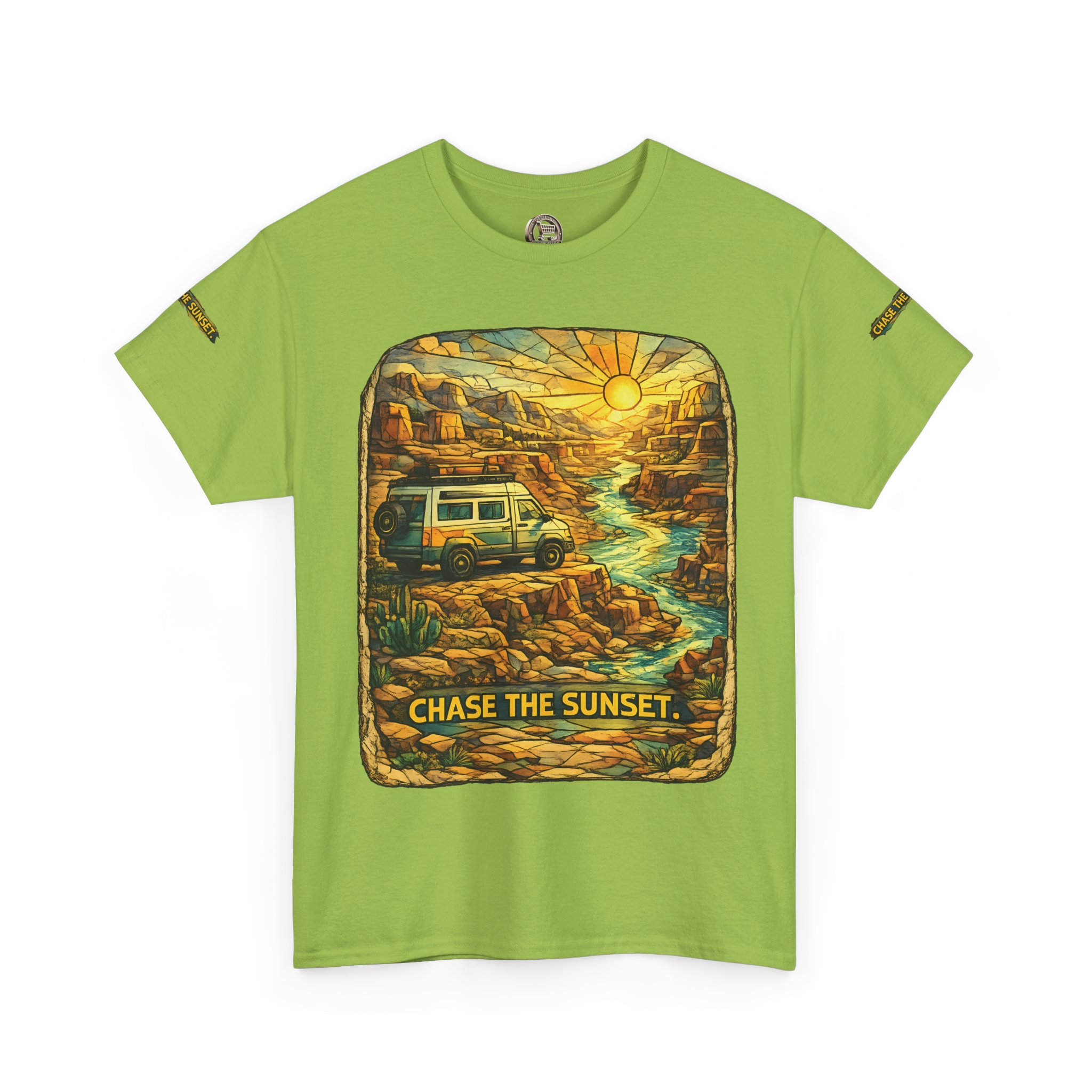 3131673561699936703_2048.jpeg Unisex Heavy Cotton Tee — "Chase The Sunset" Design Cubic-Line