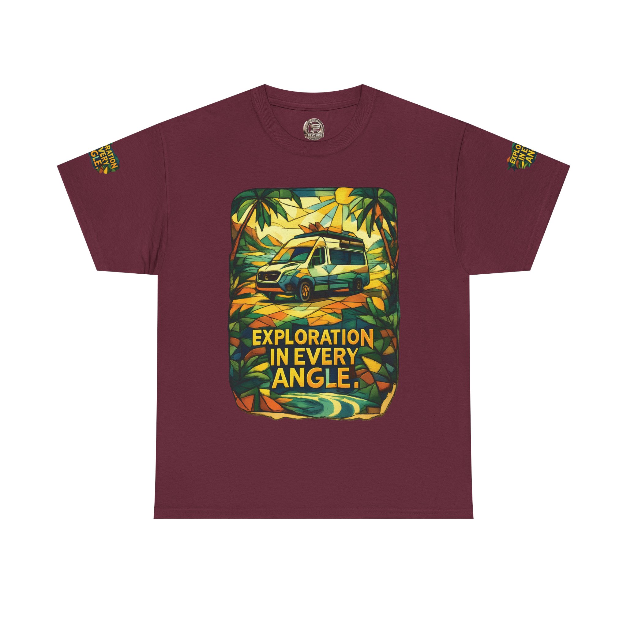 Unisex Heavy Cotton Tee — "Exploration In Every Angle" Design Cubic-Line