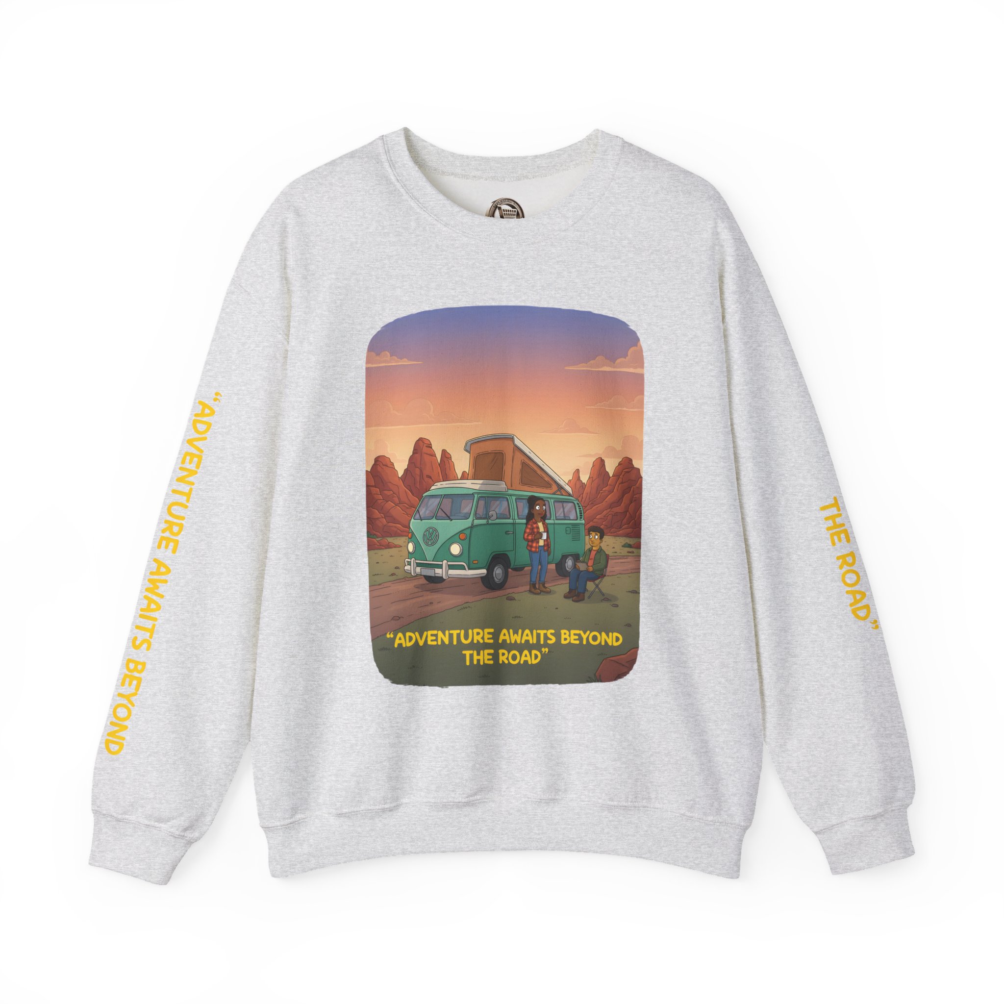 3138087060047334864_2048.jpeg Unisex Heavy Blend™ Crewneck Sweatshirt — "Adventure Awaits Beyond The Road" Design Sitcom-Line
