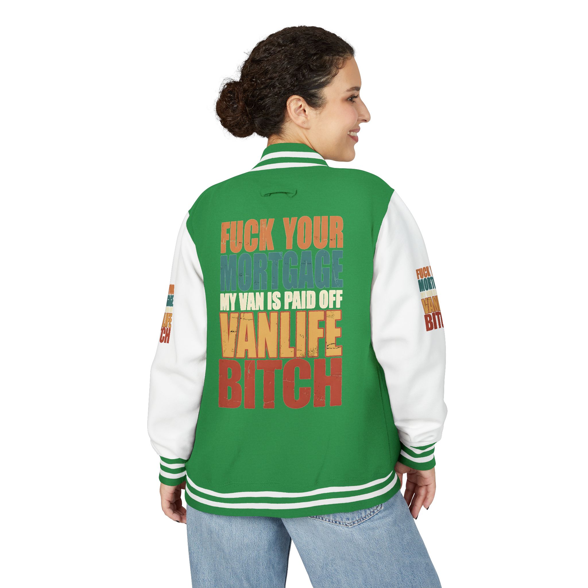 Unisex Heavyweight Letterman Jacket — "Fuck Your Mortgage" Design F**K-Line