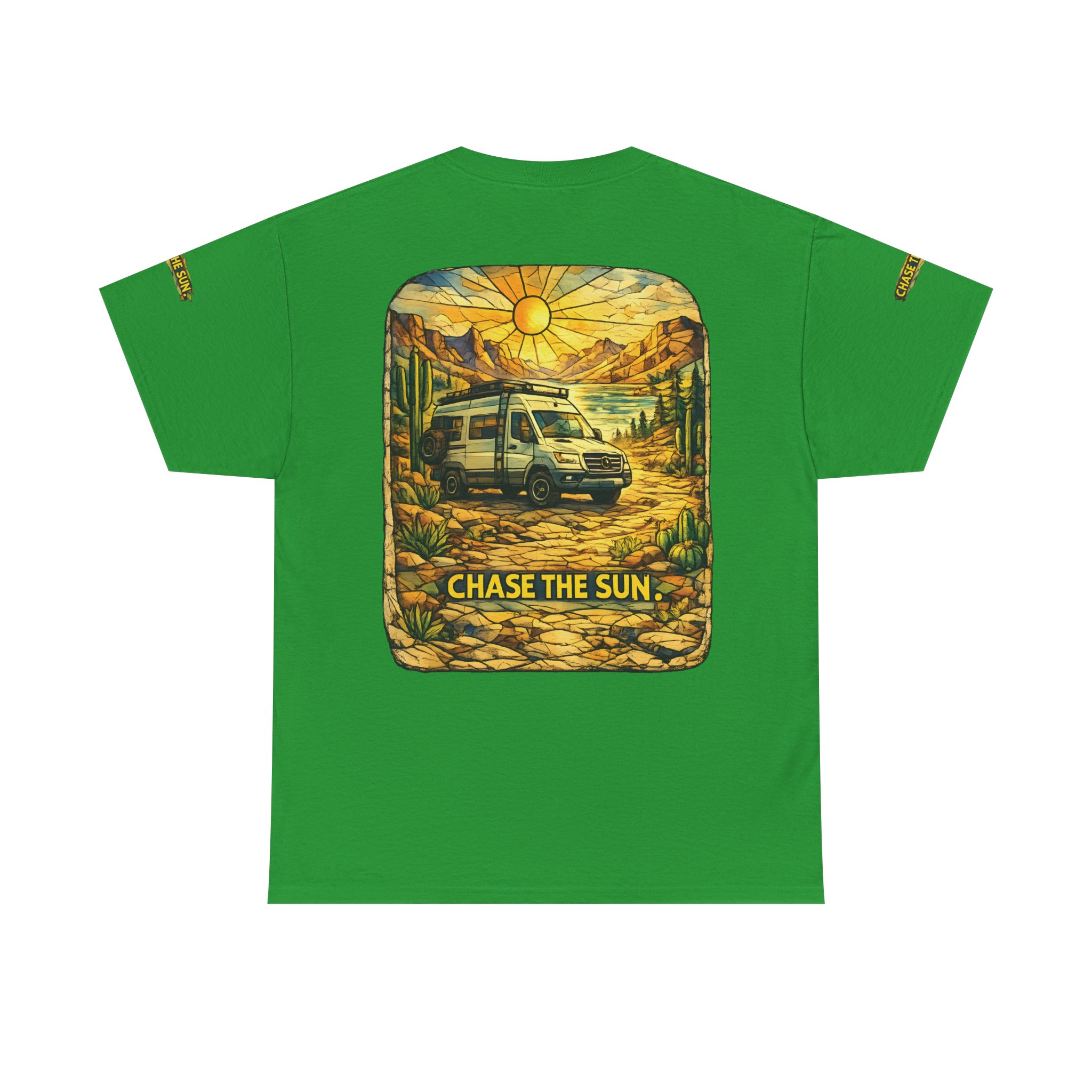 Unisex Heavy Cotton Tee — "Chase The Sun" Design Cubic-Line
