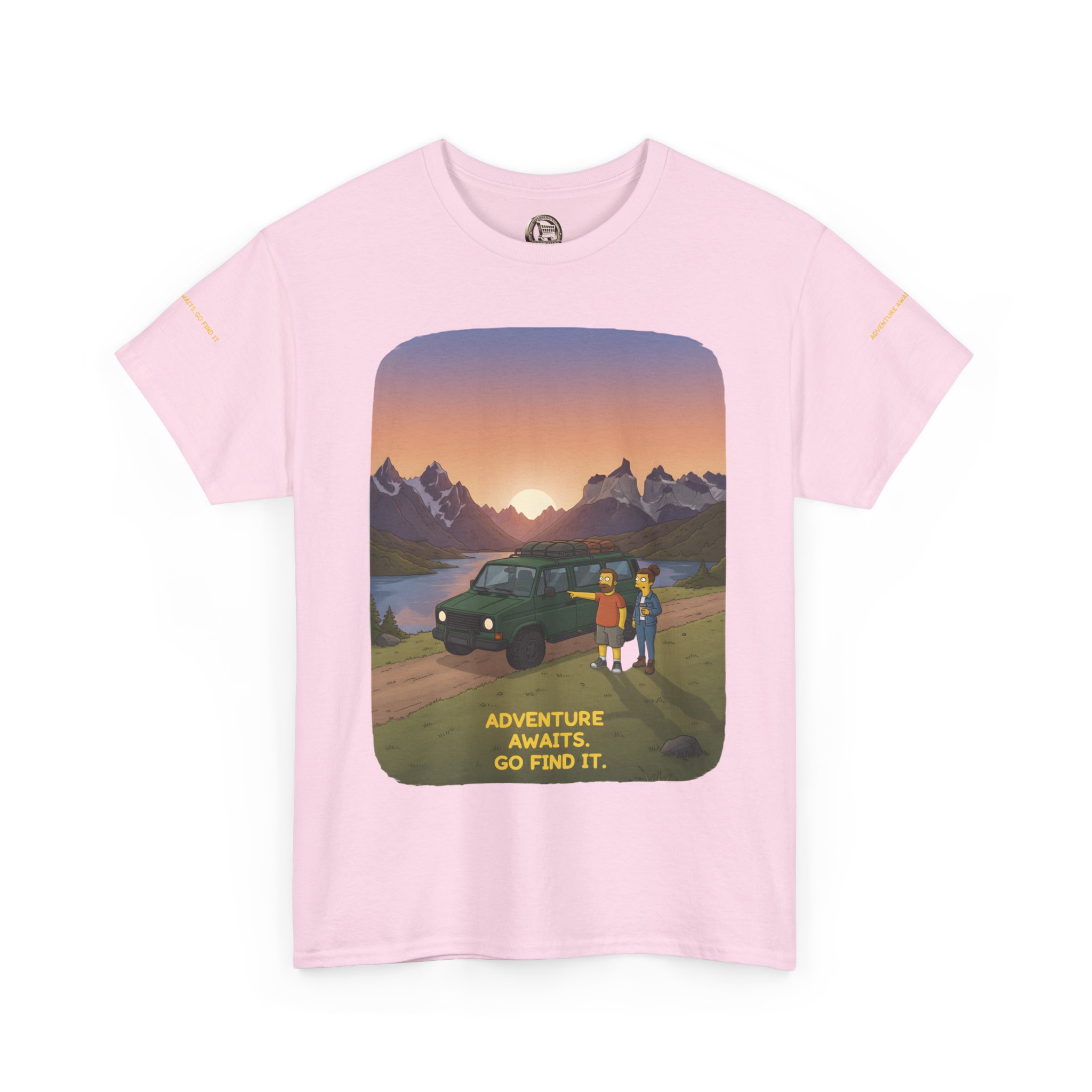 Unisex Heavy Cotton Tee — "Adventure Awaits-Go Find It" Design Sitcom-Line