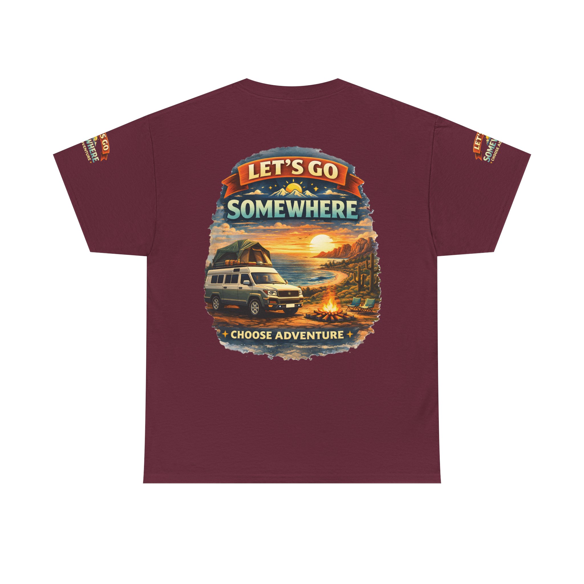 Unisex Heavy Cotton Tee — "Lets Go Somewhere" Design Scenic-Line
