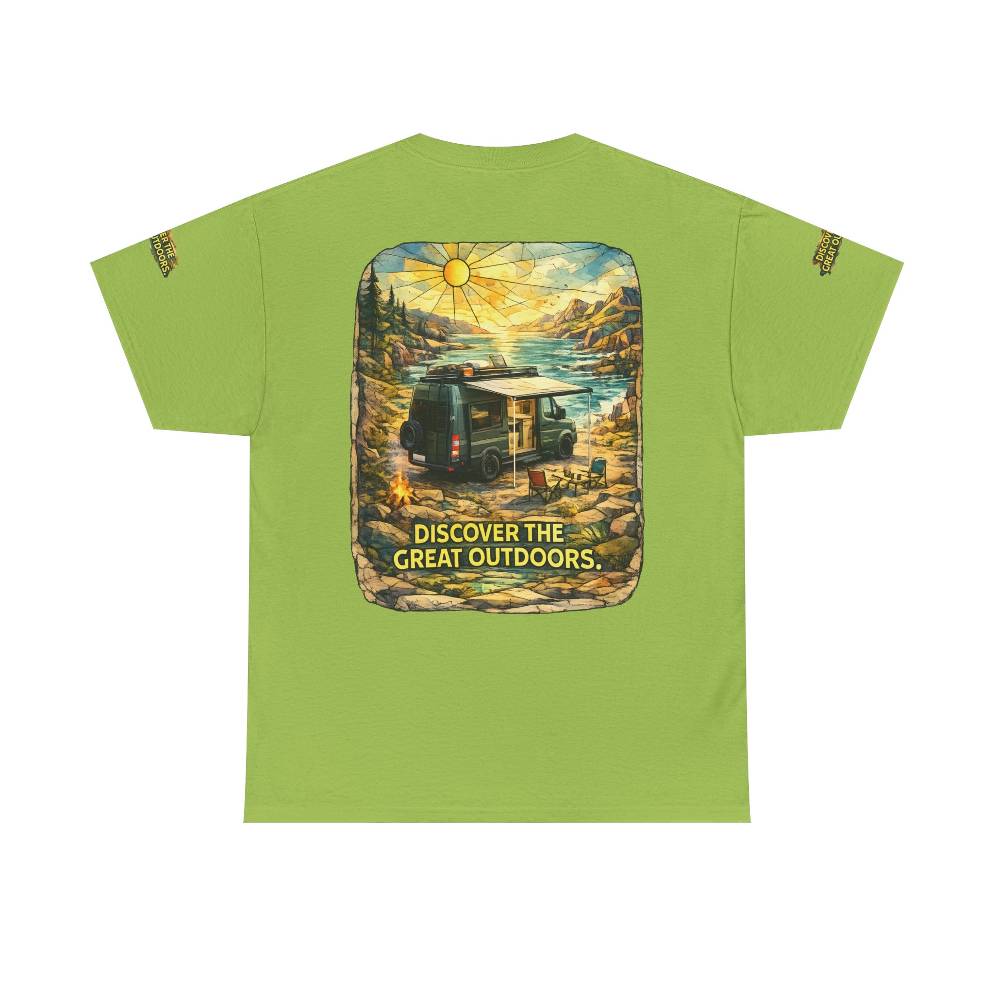 Unisex Heavy Cotton Tee — "Discover The Great Outdoors" Design Cubic-Line