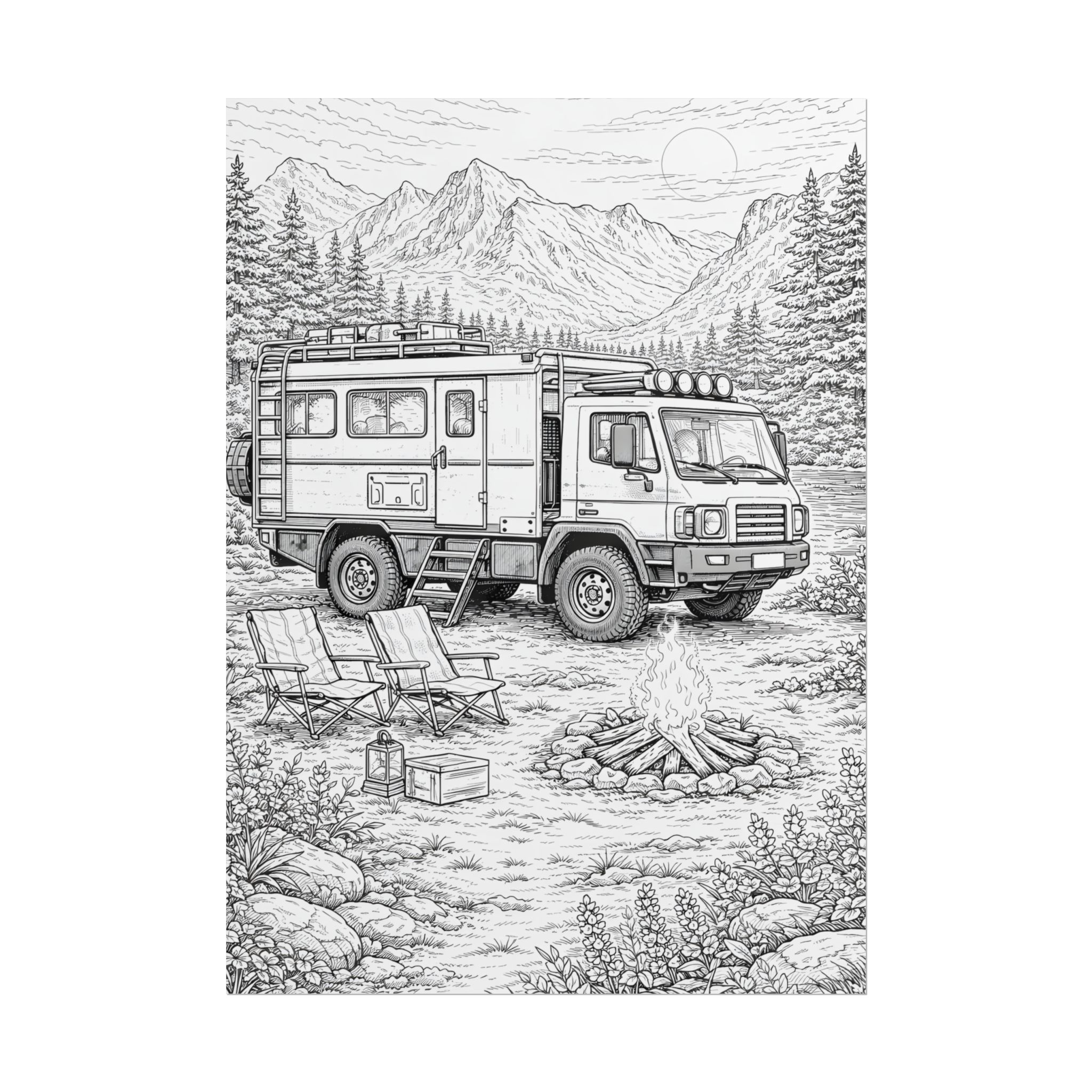 Campervan Poster — Vintage RV Camping Landscape Wall Art