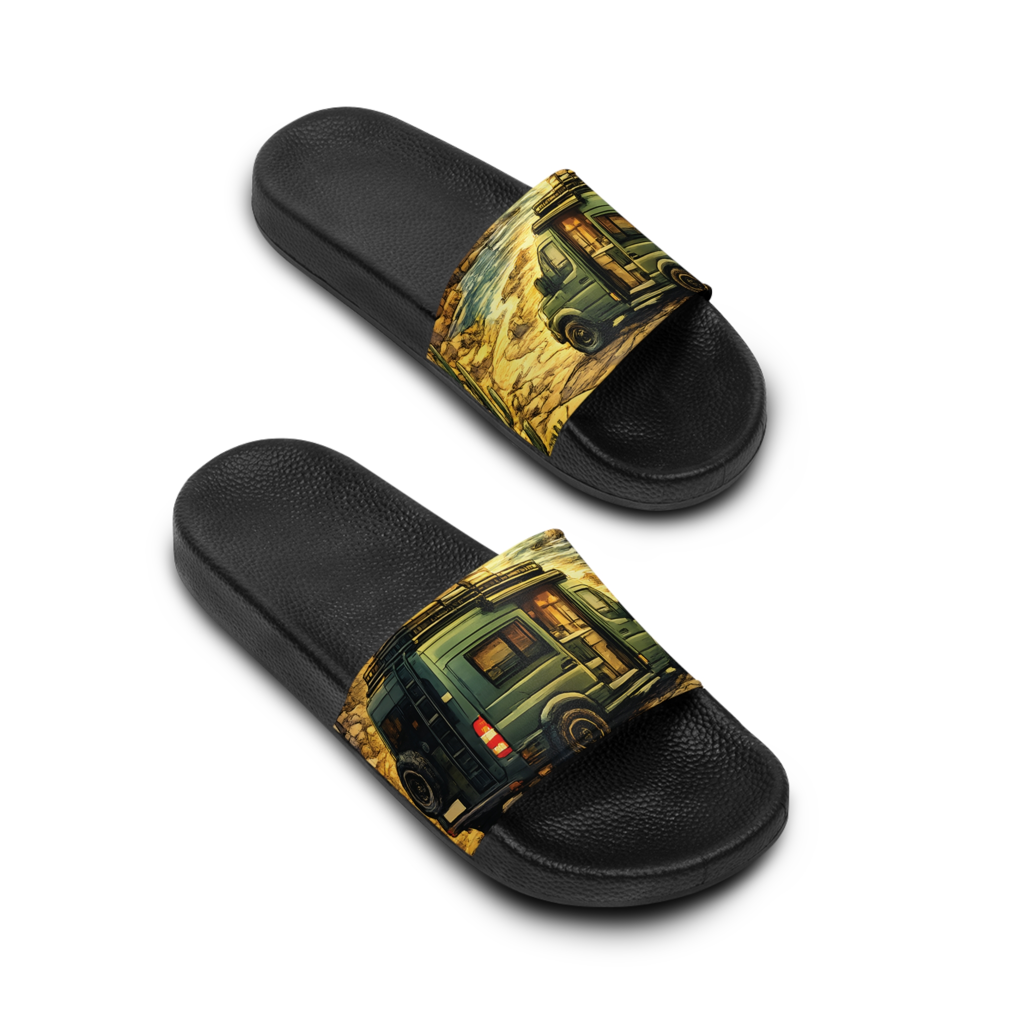 Men's Slide Sandals — Mercedes Camper Vibes for Men (Cubic-Line)